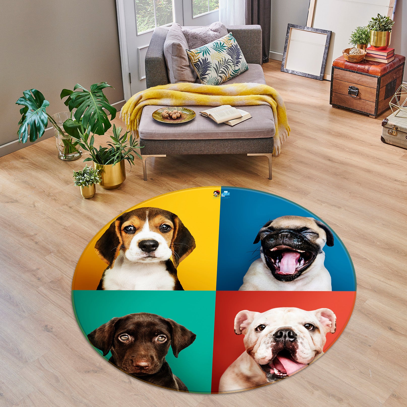 3D Dog 74292 Round Non Slip Rug Mat
