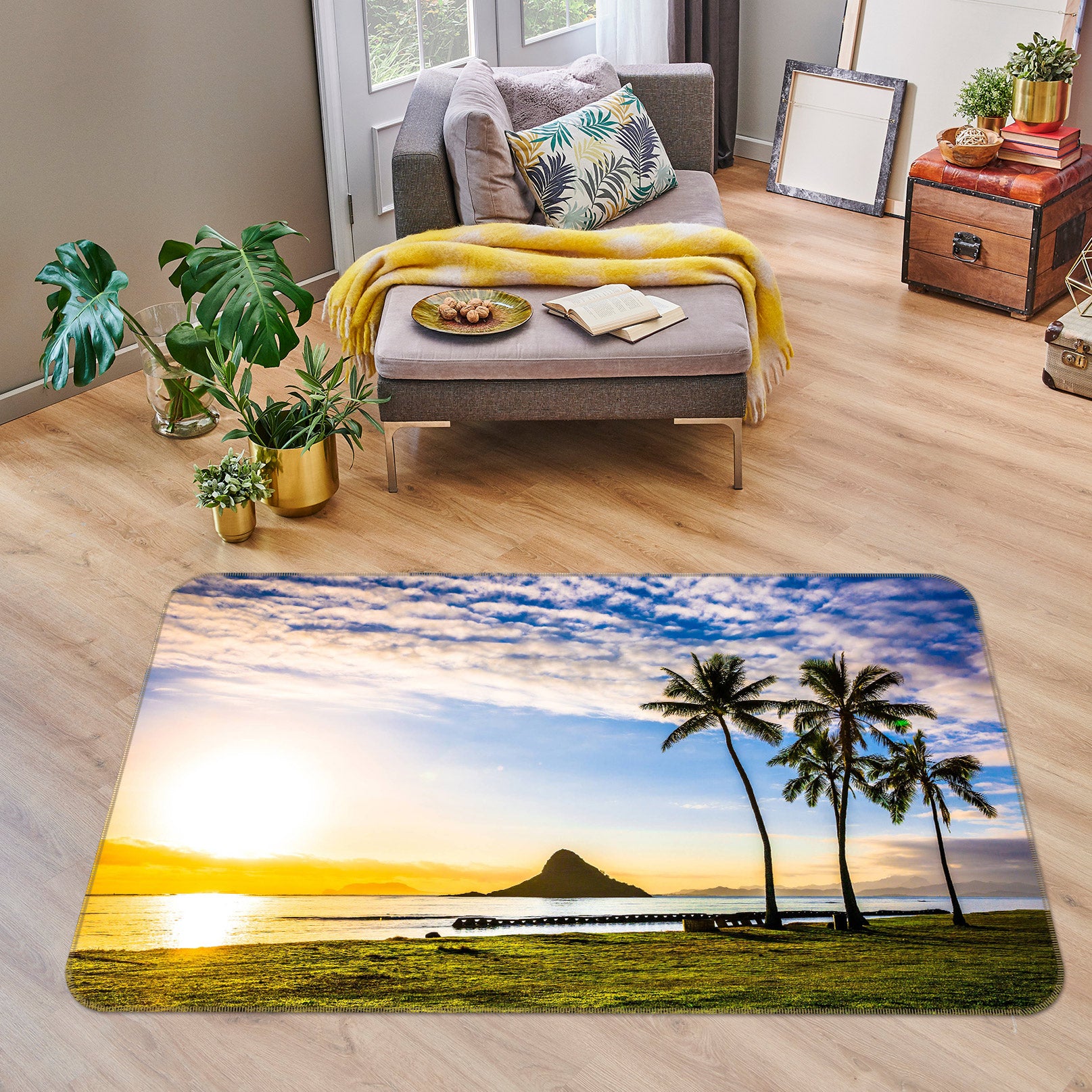 3D Coconut Tree 76238 Non Slip Rug Mat