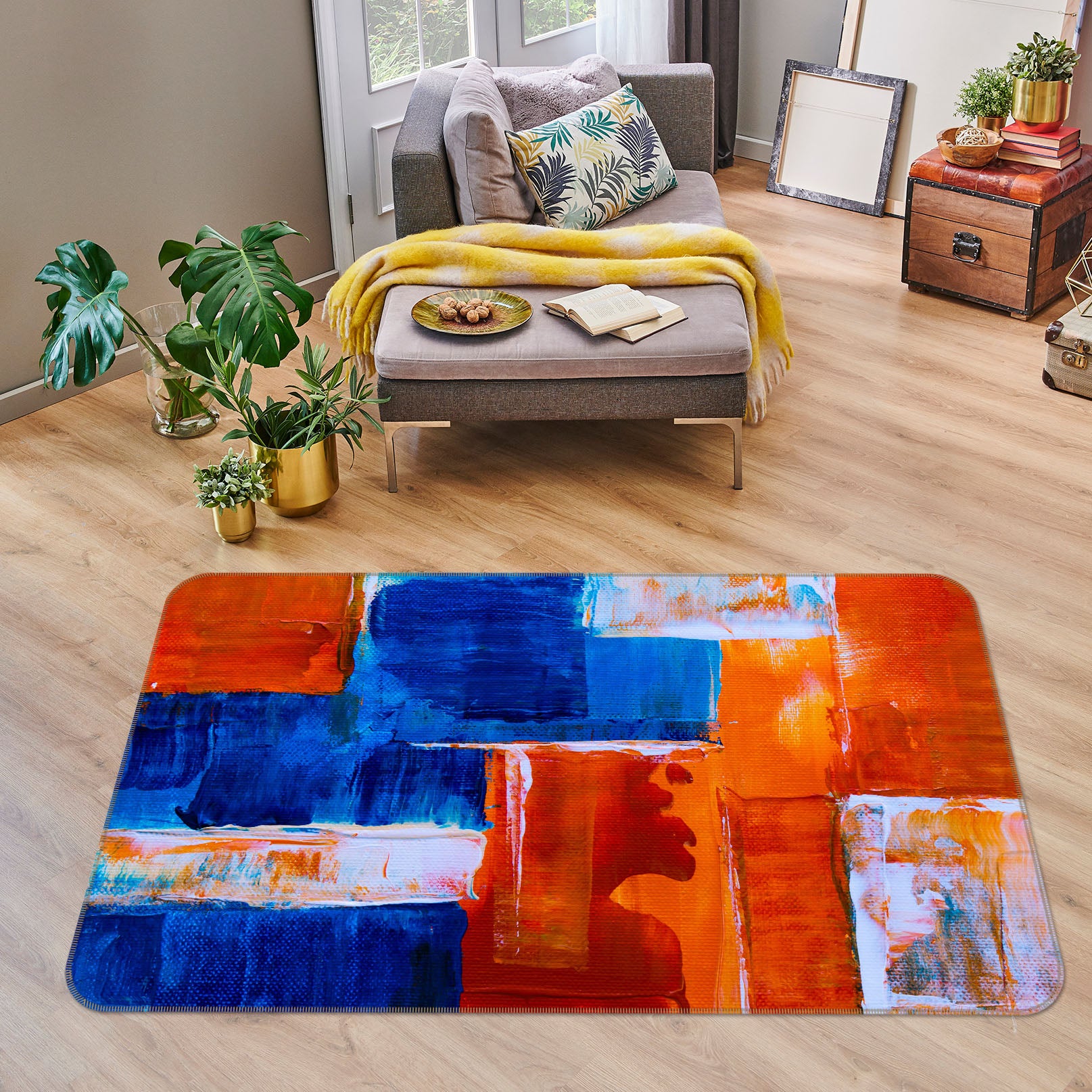 3D Blue Orange 29120 Non Slip Rug Mat