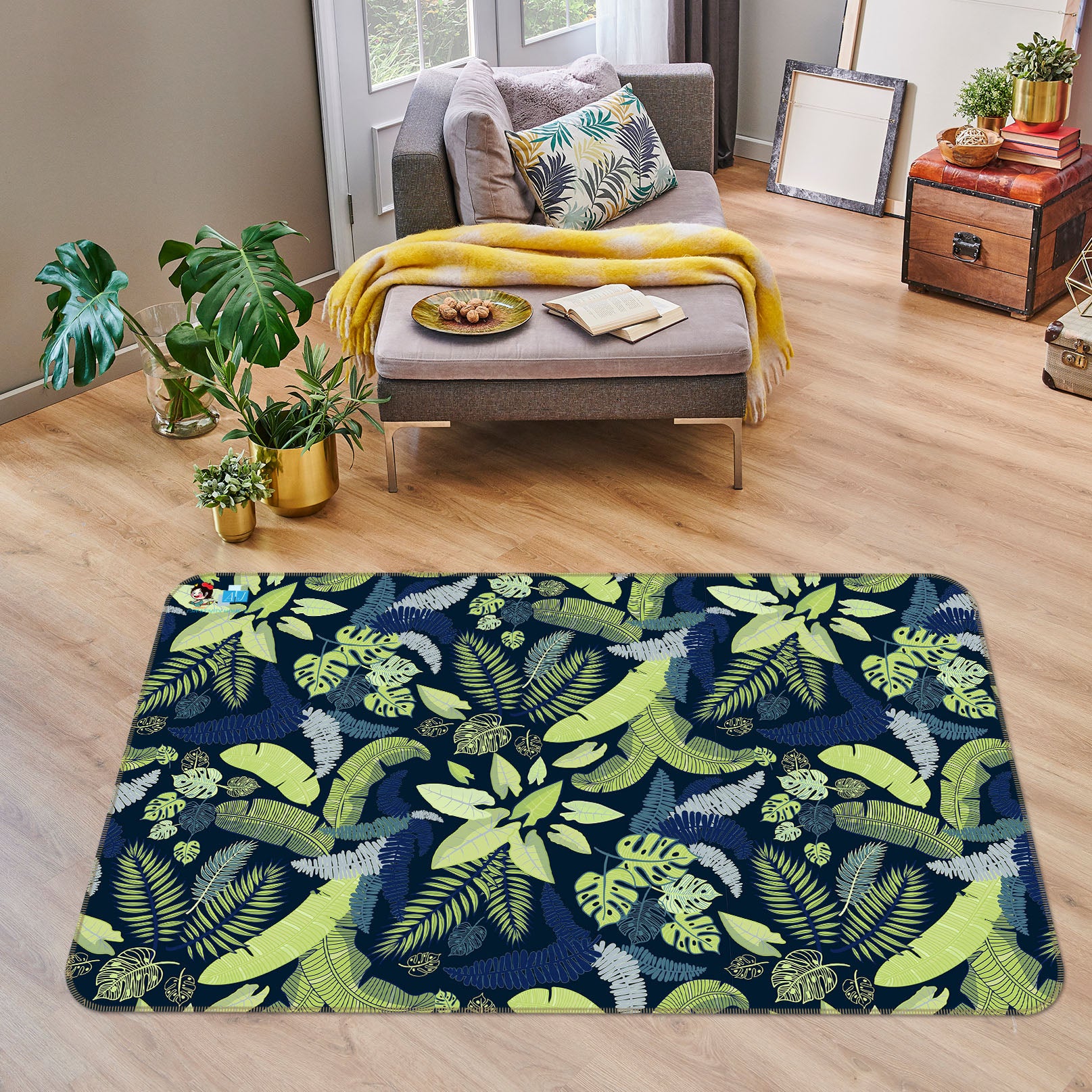 3D Green Leaves 10781 Kashmira Jayaprakash Rug Non Slip Rug Mat