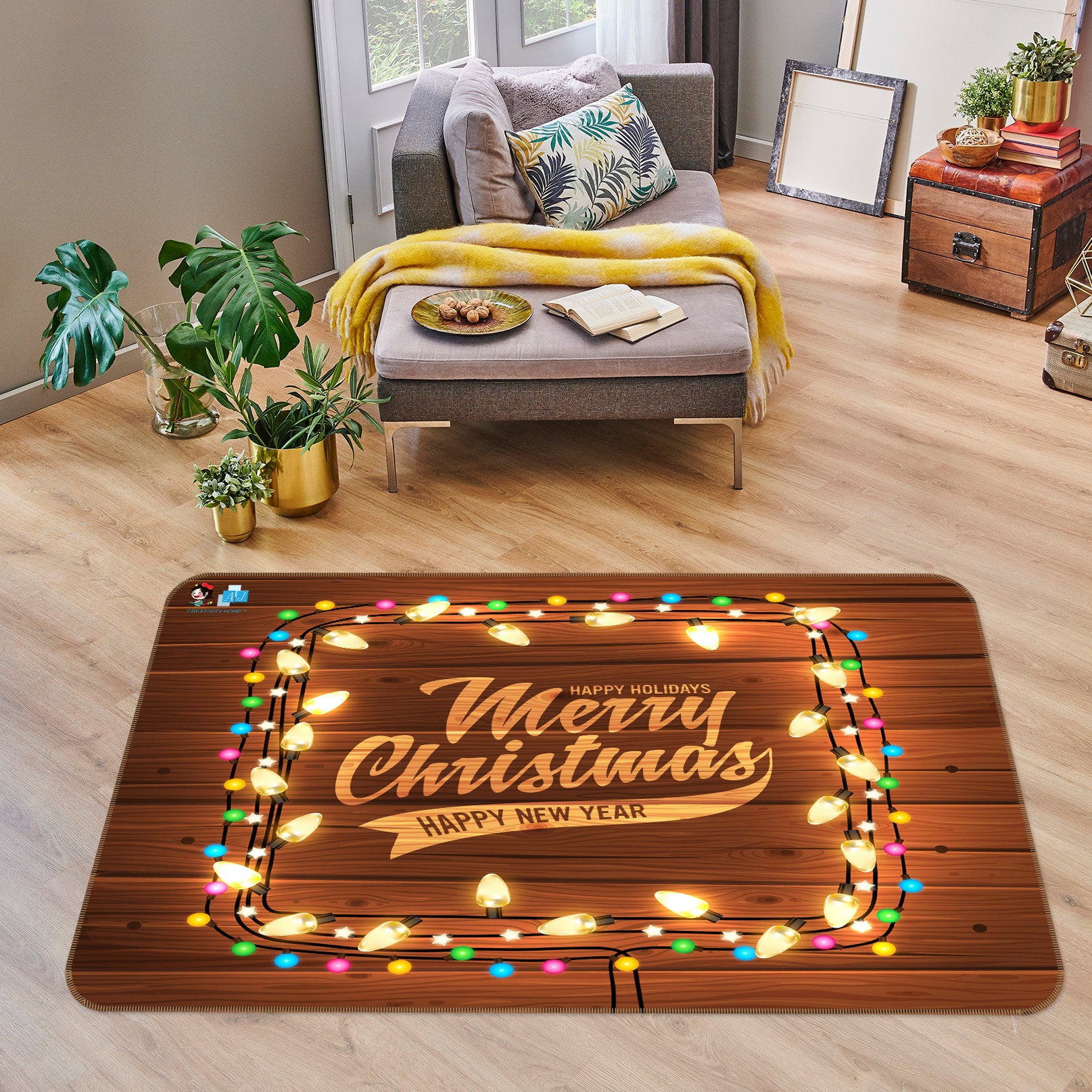 3D Light Sign 54225 Christmas Non Slip Rug Mat Xmas