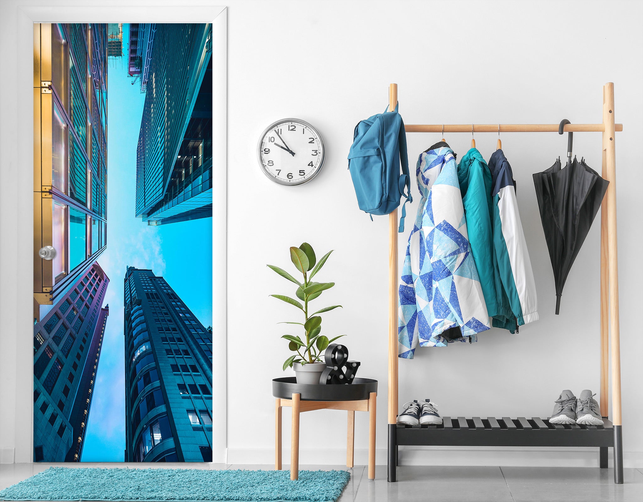 3D Sky Building 058 Door Mural