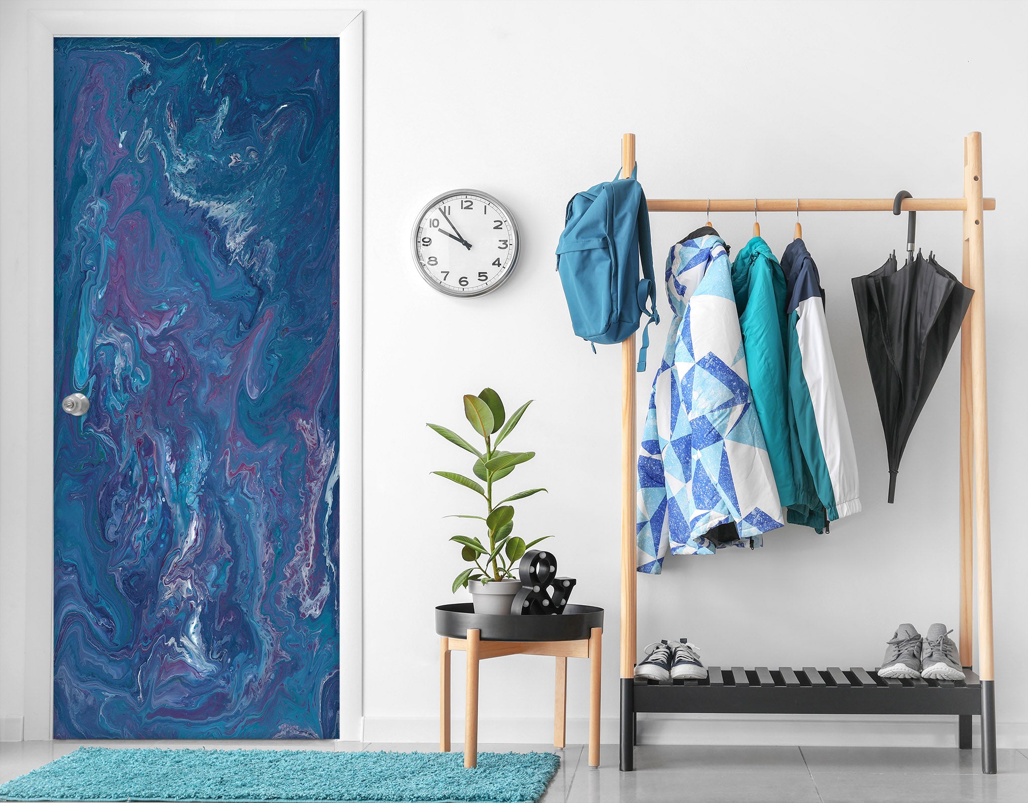 3D Navy Blue 21219 Door Mural