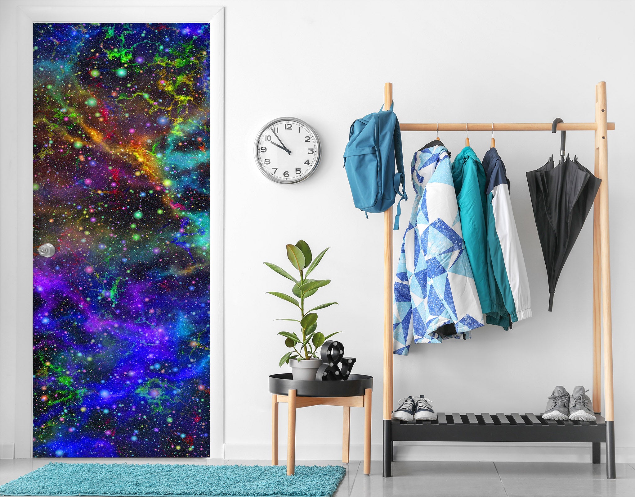3D Colorful Starry Sky 25146 Door Mural