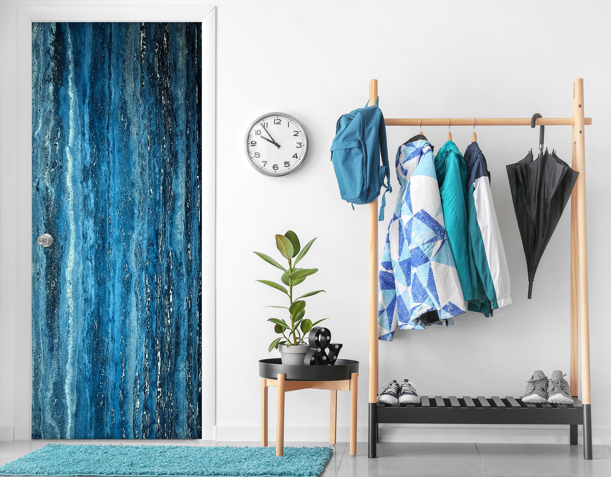 3D Blue Lines 22007 Door Mural