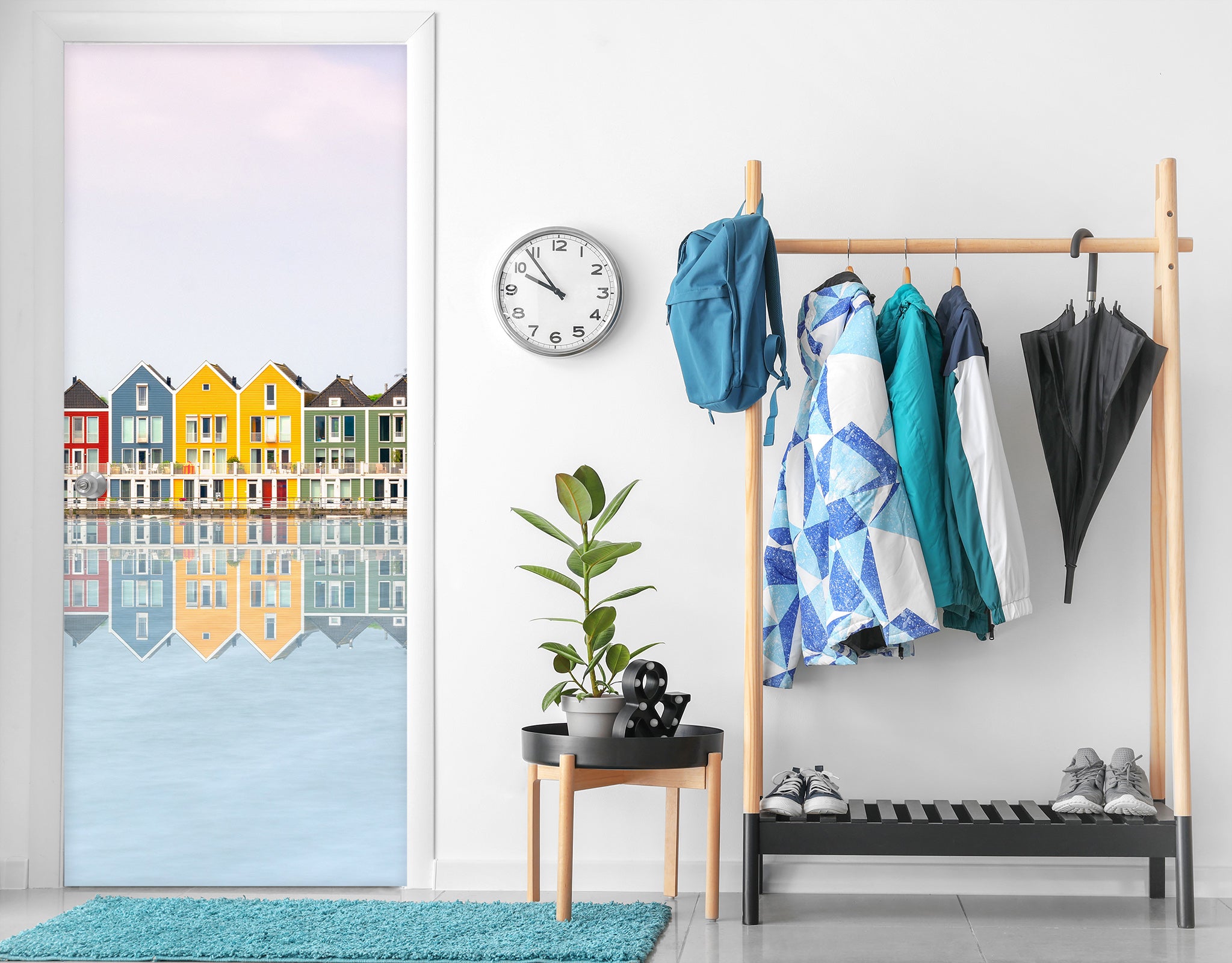 3D Colorful Building Shadow 11463 Marco Carmassi Door Mural