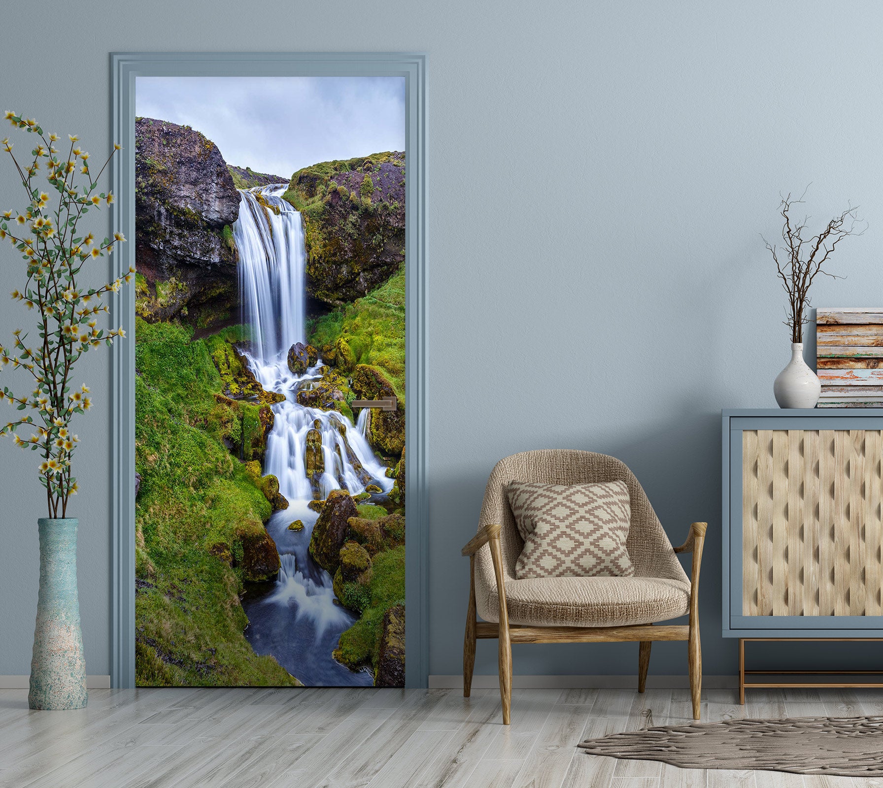3D Stone Waterfall 24124 Door Mural