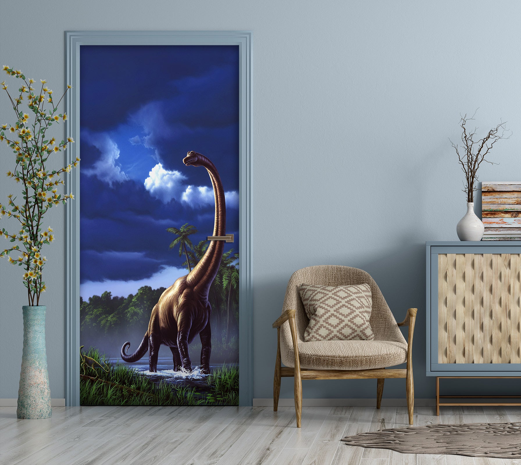 3D Long Neck Dinosaur 112115 Jerry LoFaro Door Mural