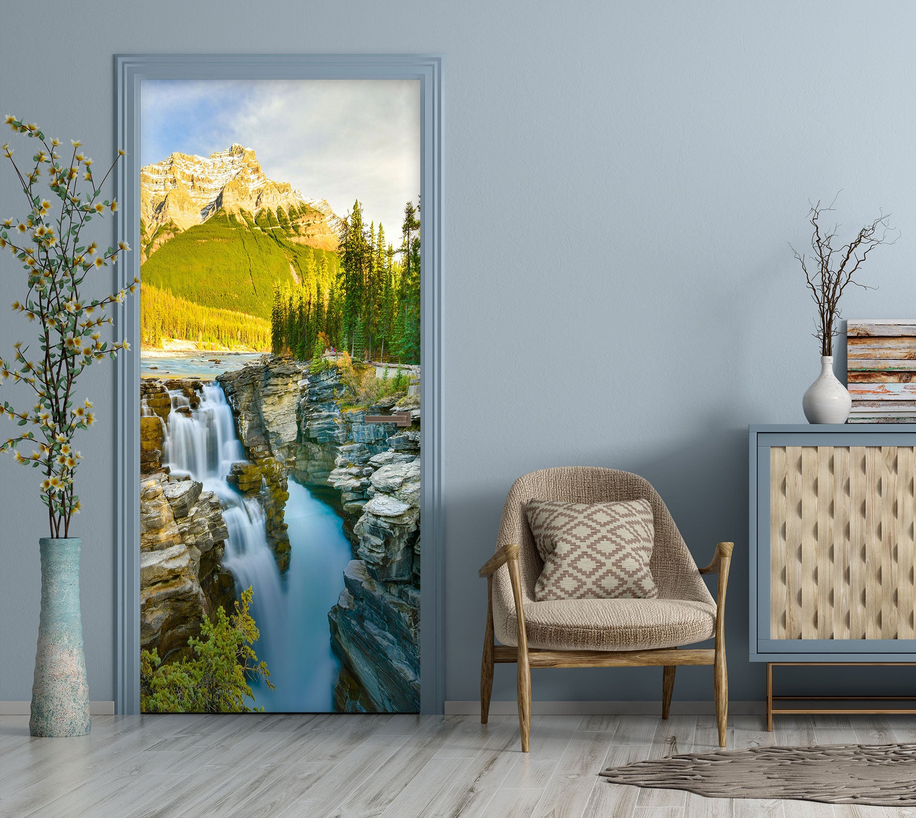 3D Mountain Waterfall 24137 Door Mural