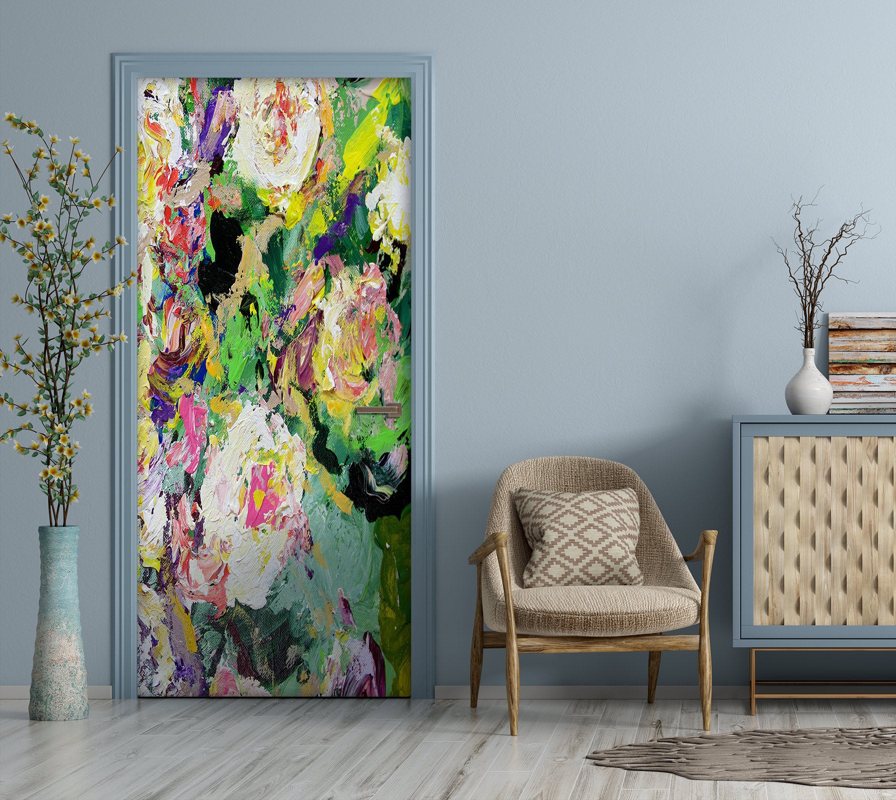 3D Flower Oil Painting Pattern 93218 Allan P. Friedlander Door Mural