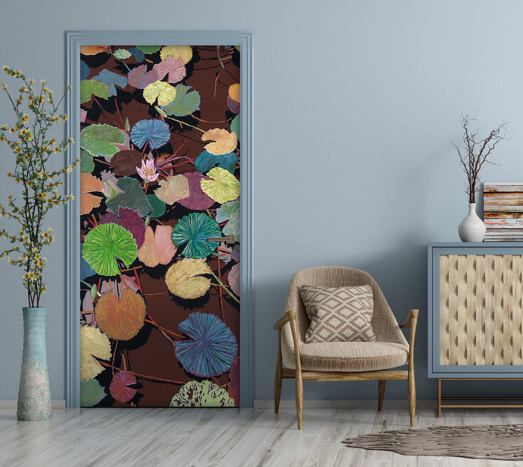3D Lotus Leaf Colored 9407 Allan P. Friedlander Door Mural