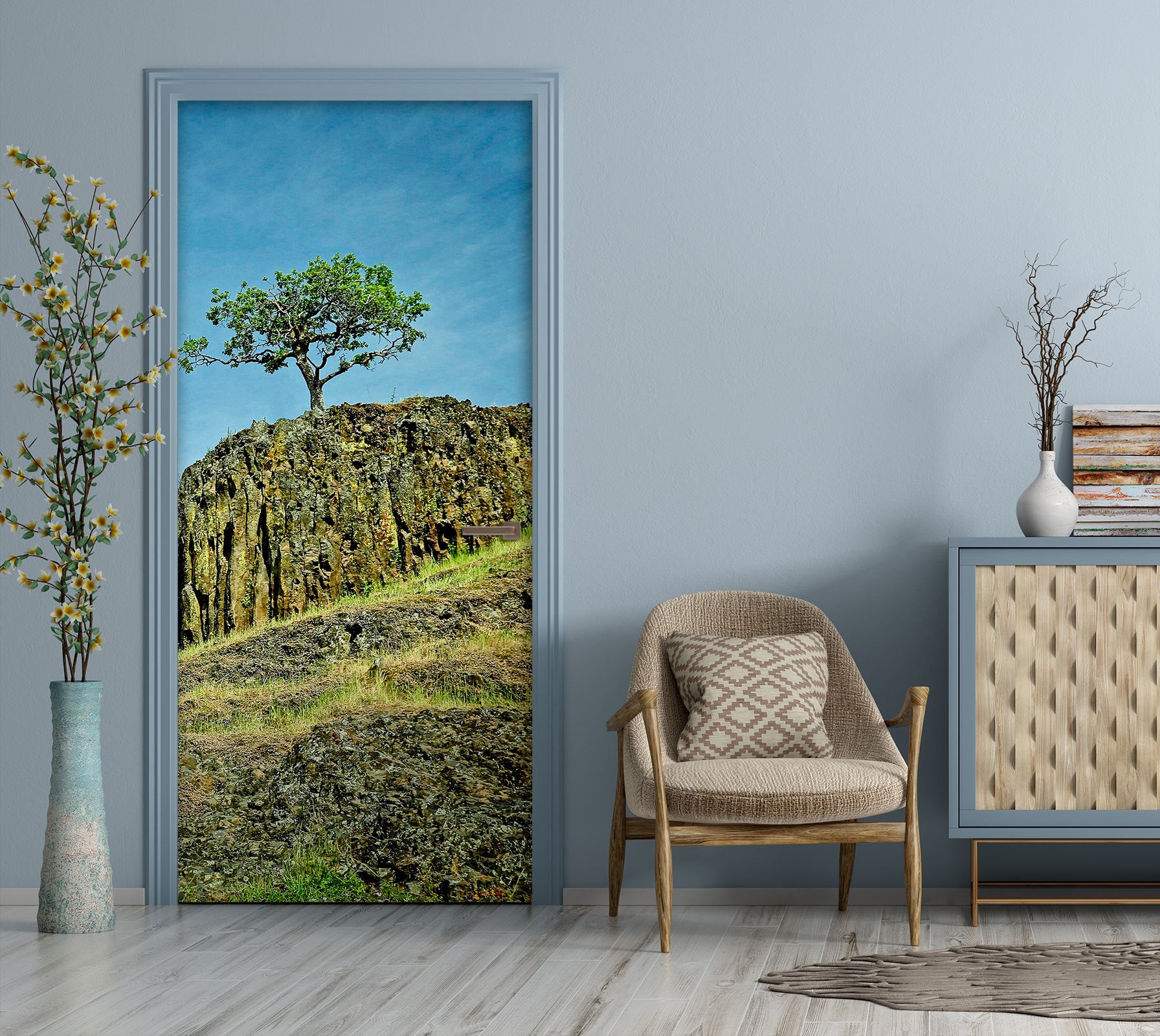 3D Grassy Tree Hillside 110230 Kathy Barefield Door Mural