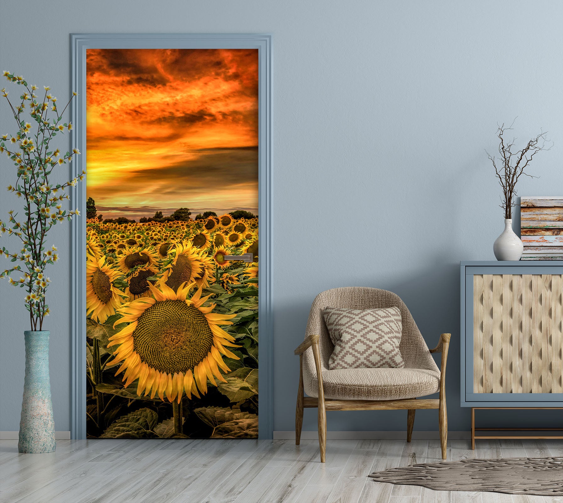 3D Sunflower Field 122138 Marco Carmassi Door Mural