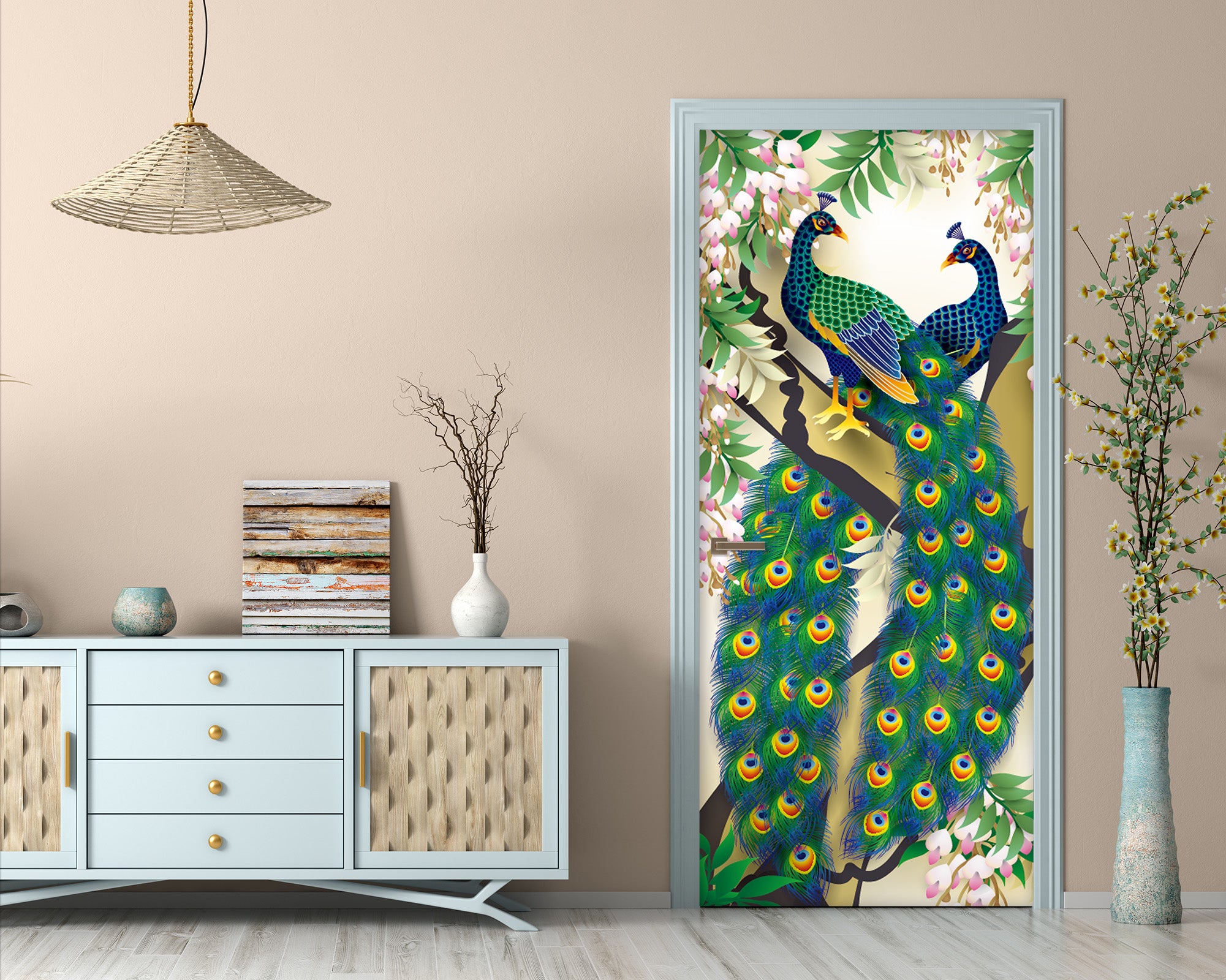 3D Peacock 25172 Door Mural