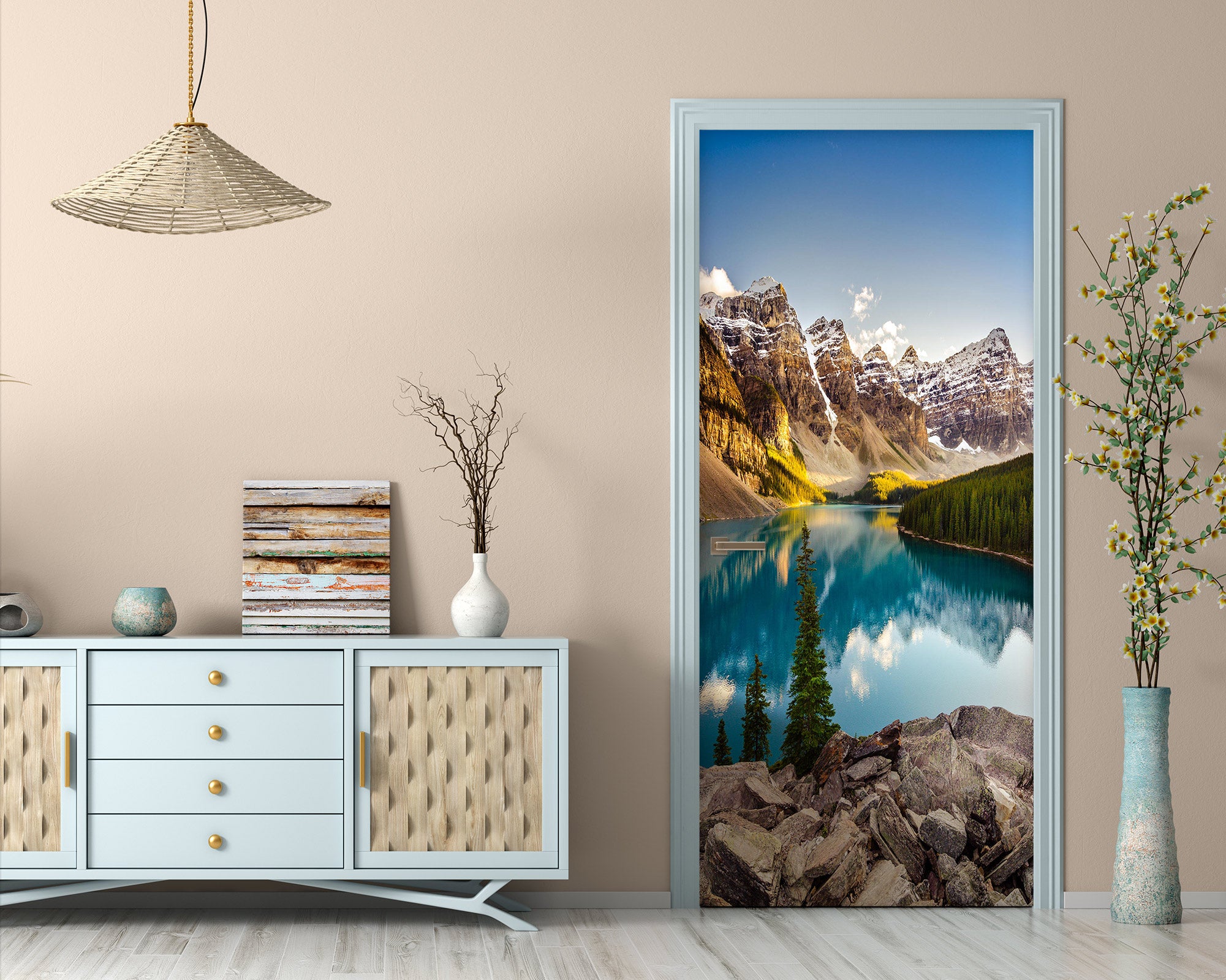 3D Mountain Lake 24120 Door Mural