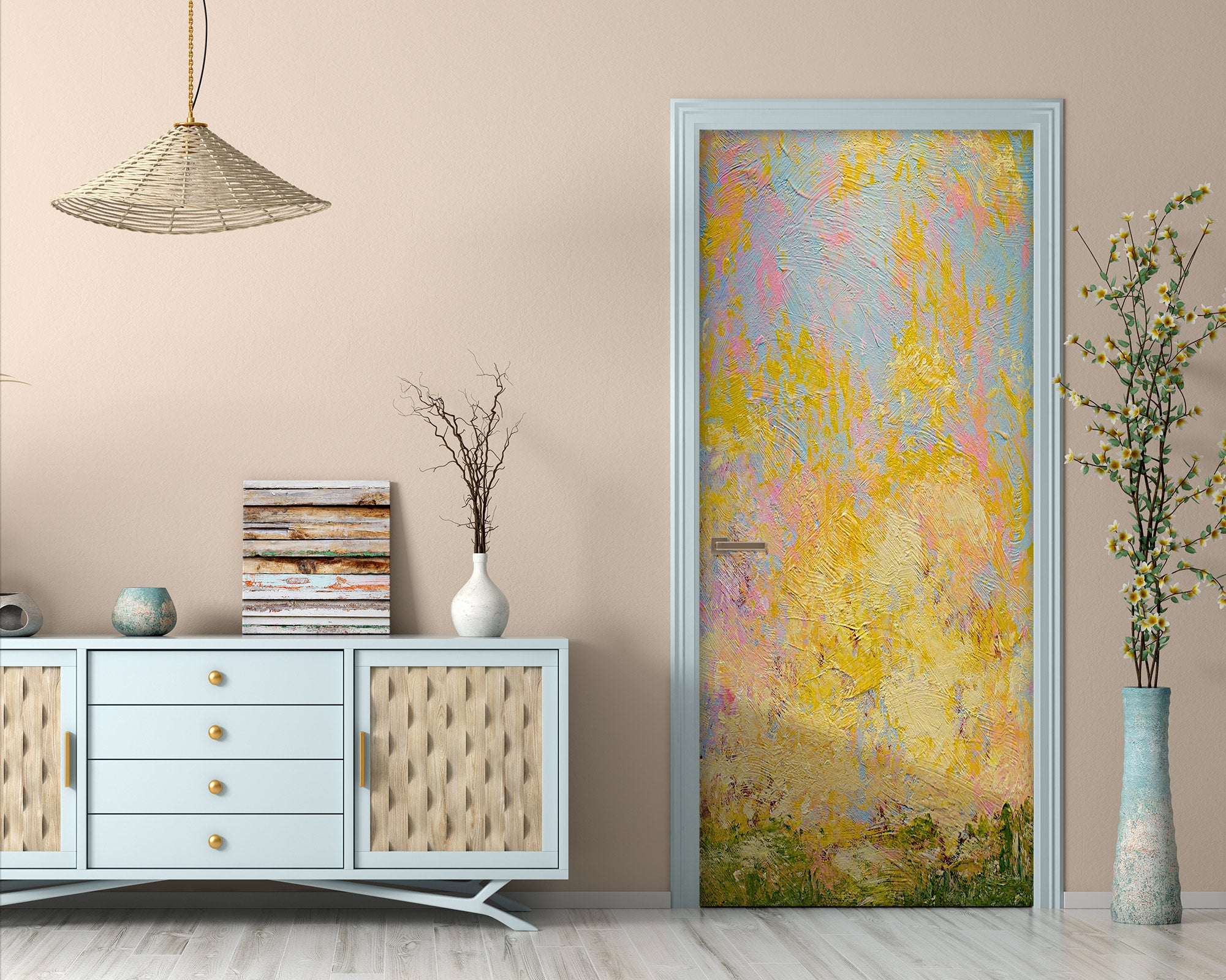 3D Yellow Oil Painting Pattern 93100 Allan P. Friedlander Door Mural