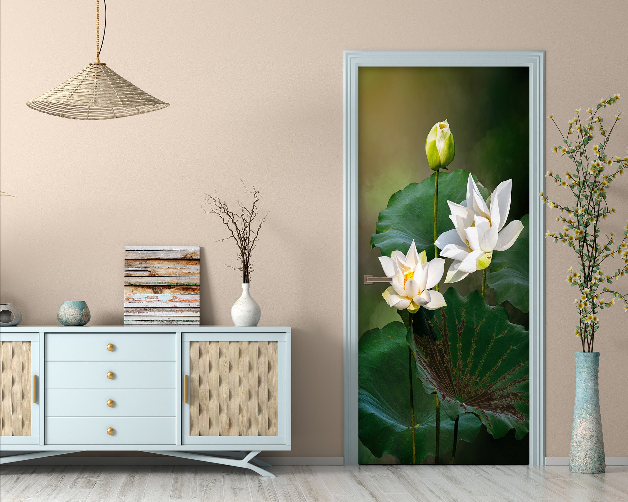 3D Lotus 25196 Door Mural