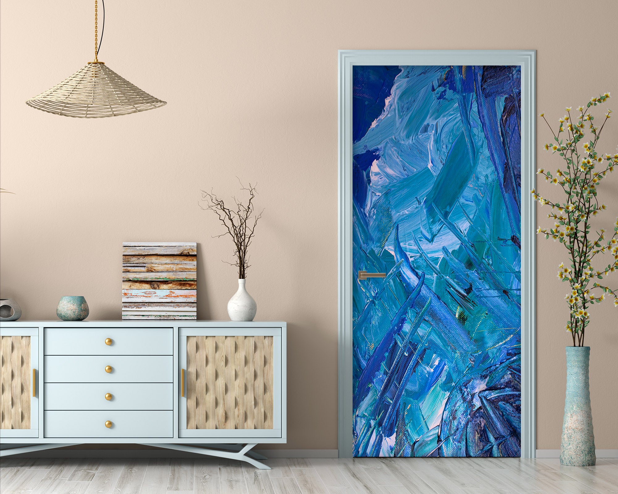 3D Blue Pattern 22003 Door Mural