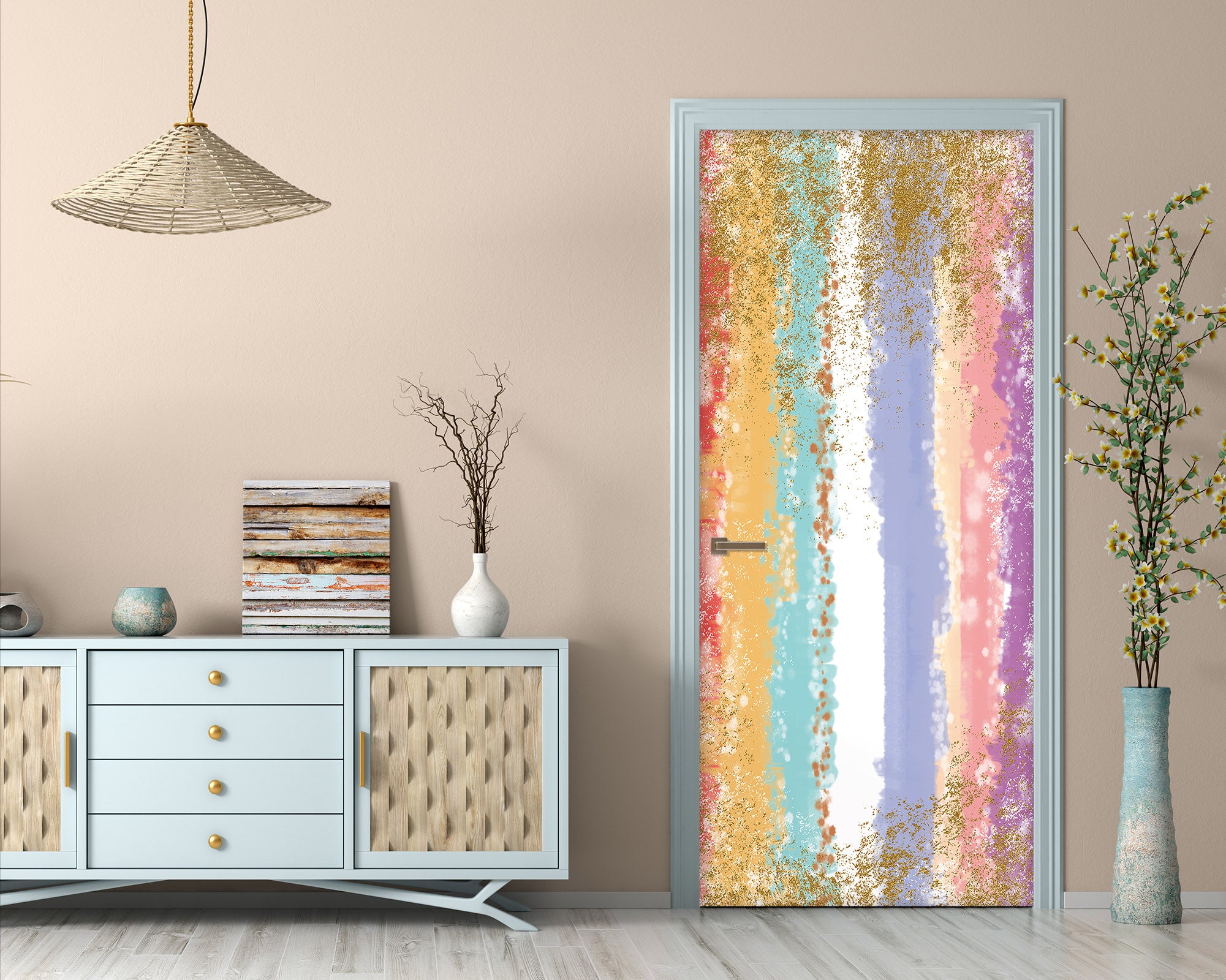 3D Color Stripes 21205 Door Mural