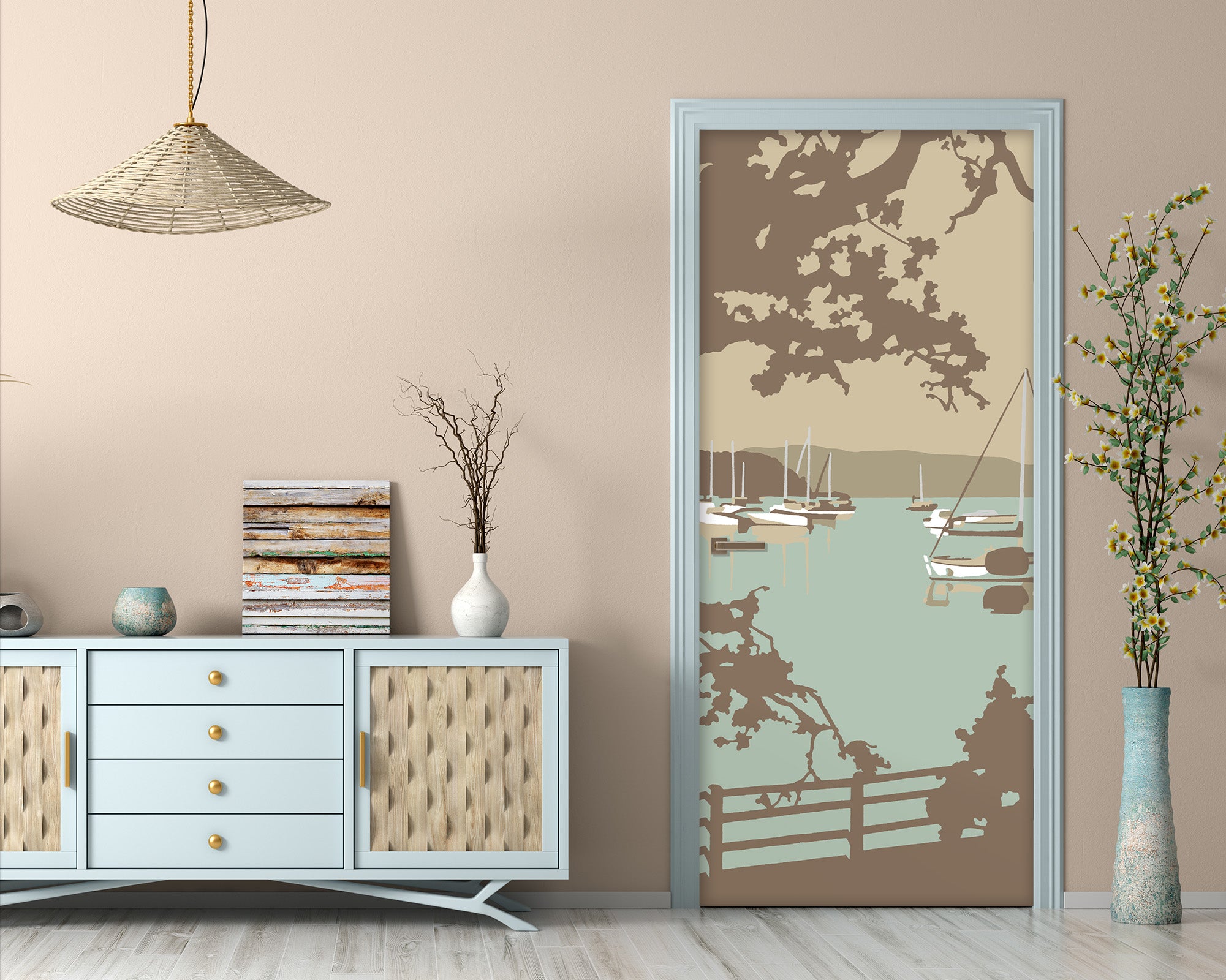 3D Boat View 9258 Steve Read Door Mural