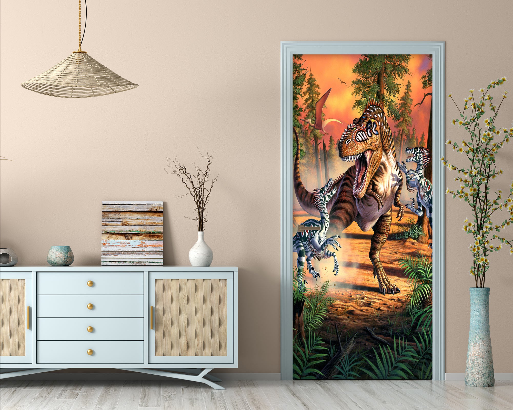 3D Forest Dinosaur 112122 Jerry LoFaro Door Mural