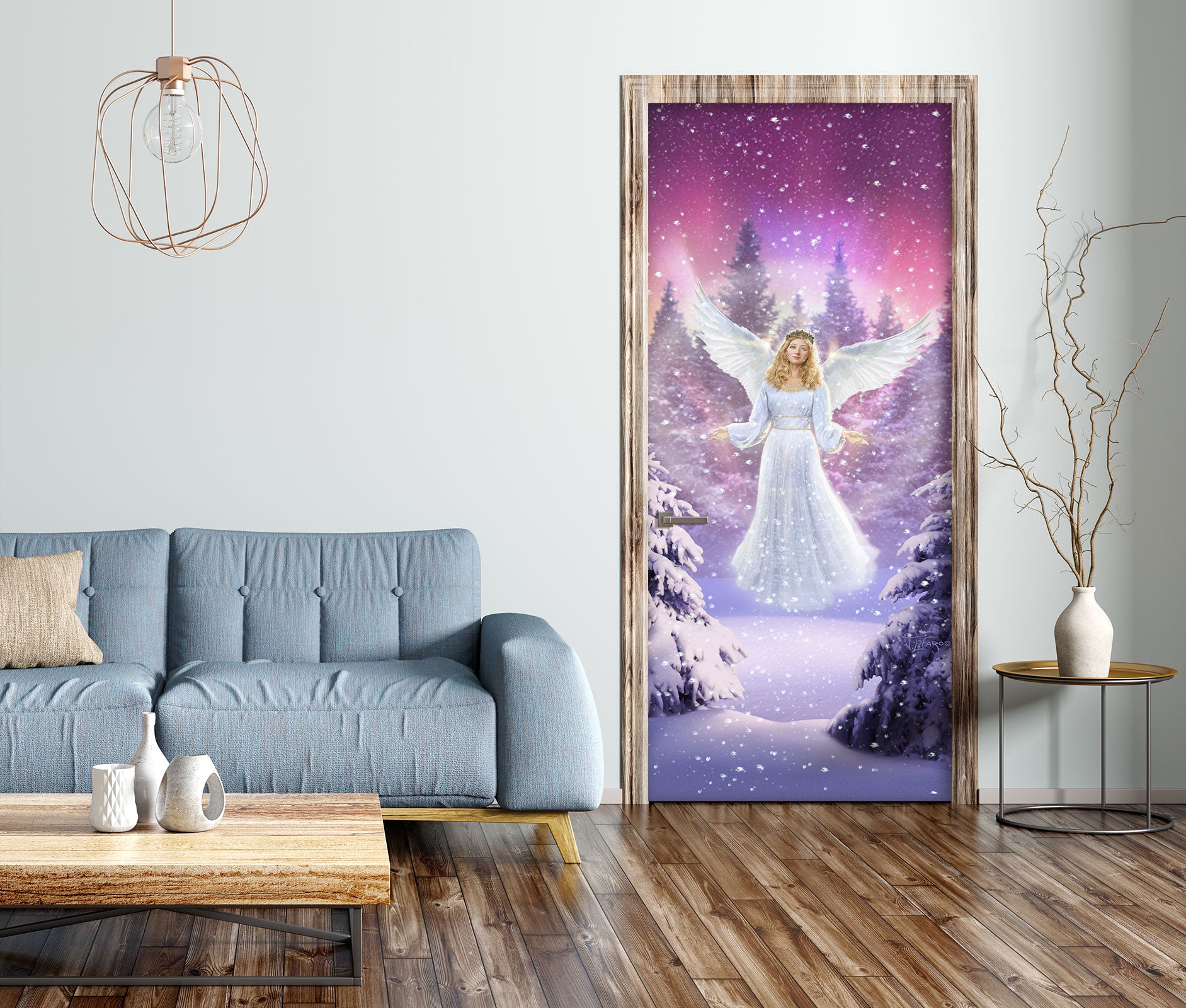 3D Snowy Angel 112152 Jerry LoFaro Door Mural