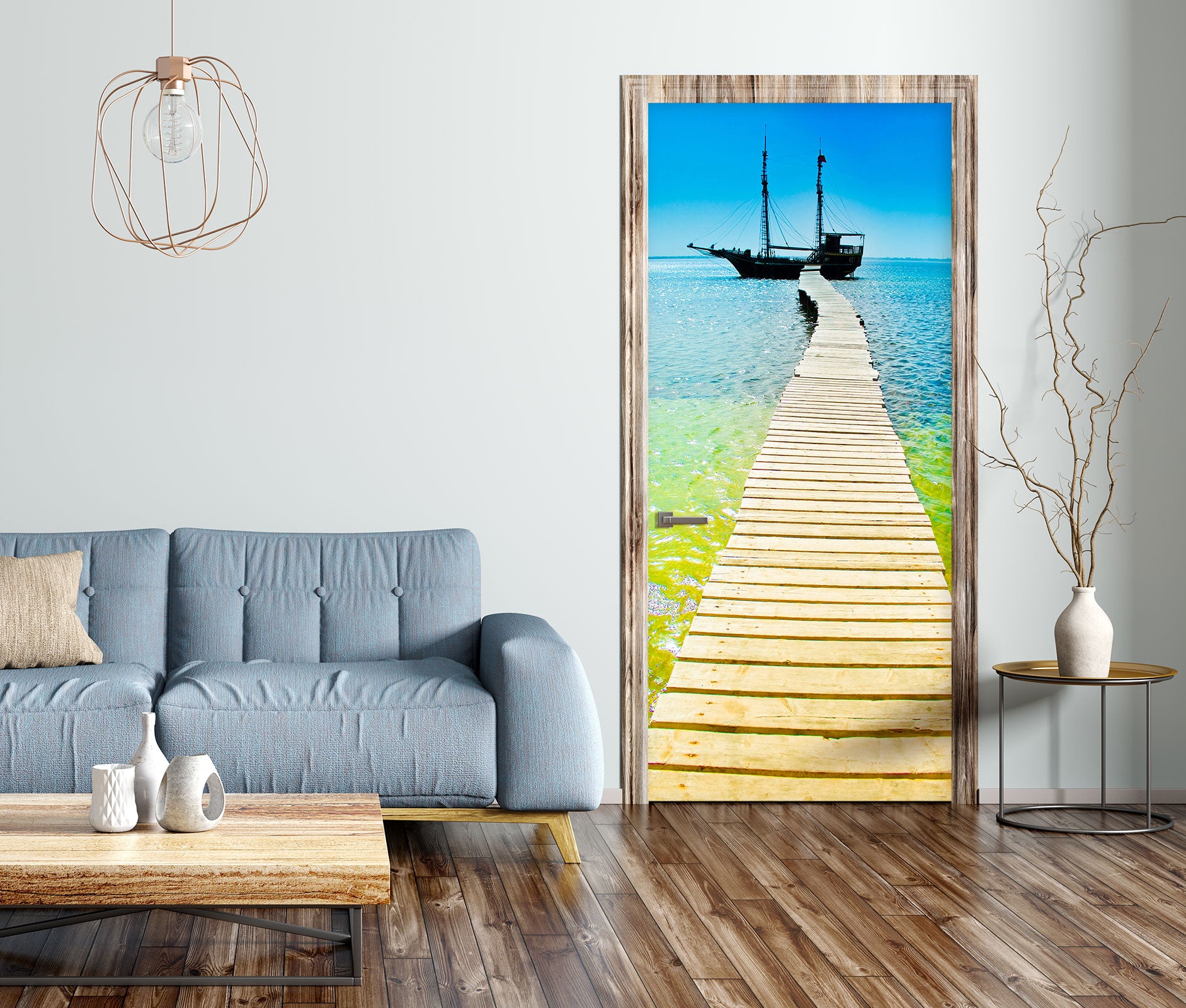 3D Sea Bridge 24066 Door Mural