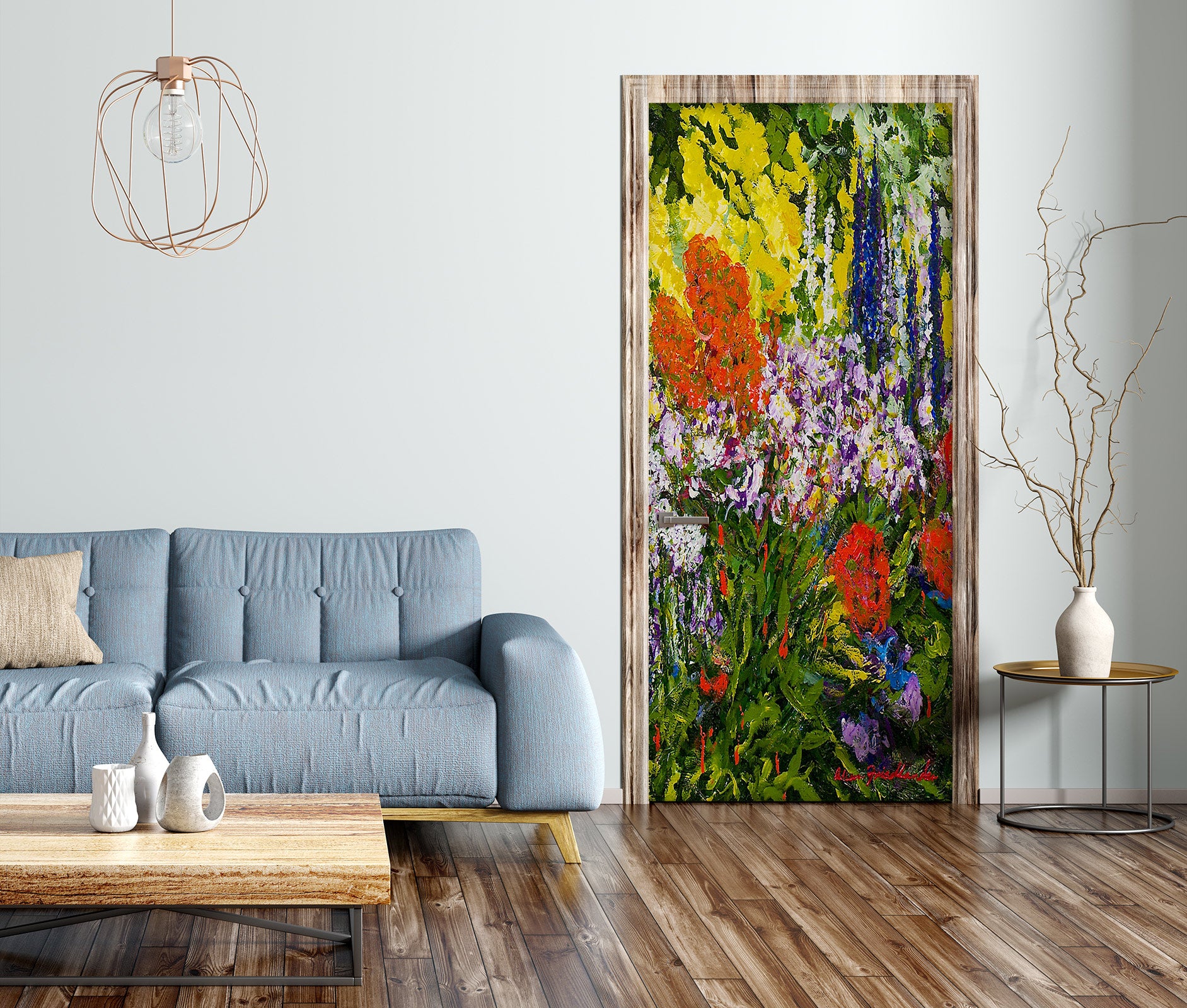 3D Flower Bush Painting 9380 Allan P. Friedlander Door Mural