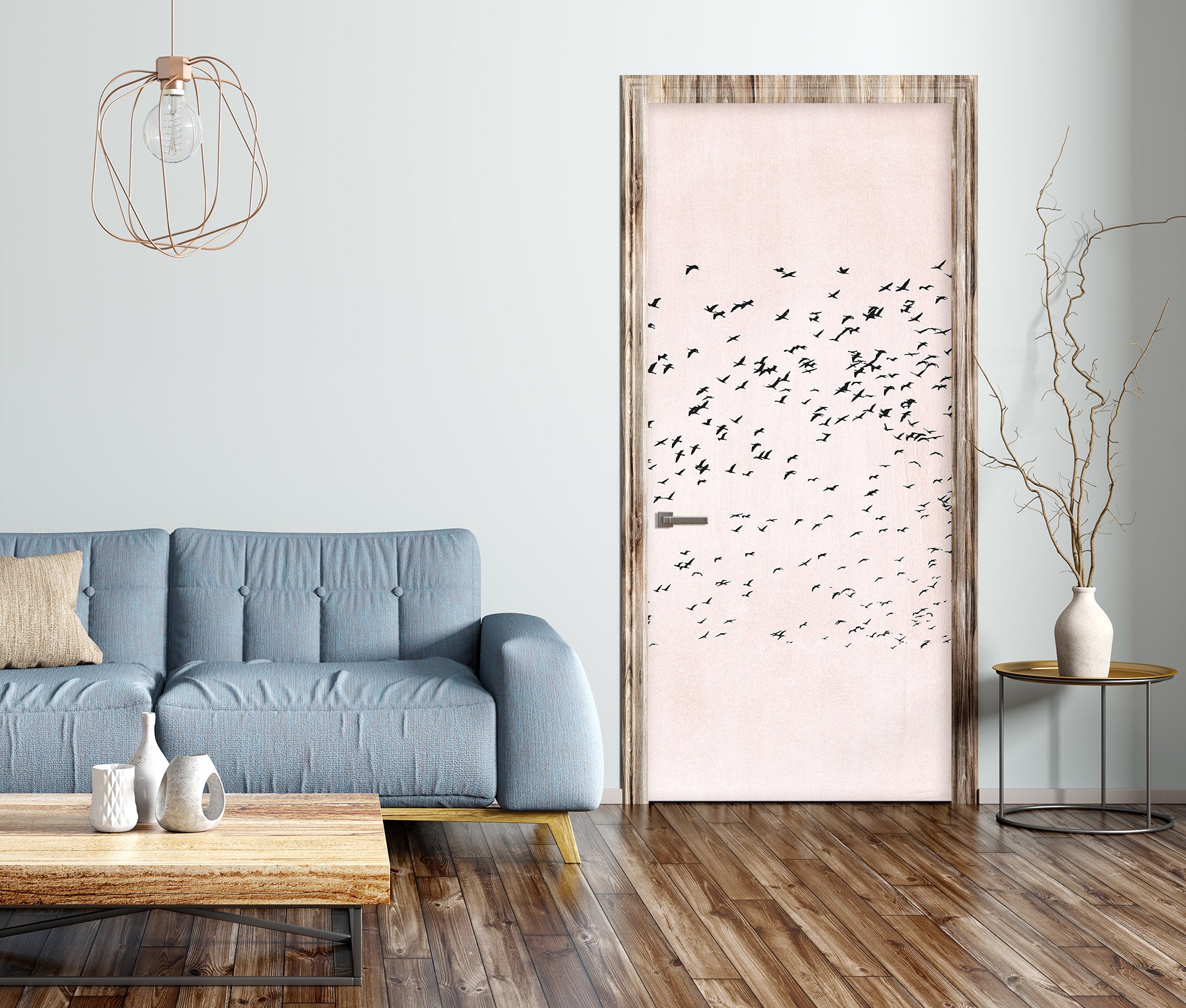 3D Flock Of Birds 10139 Boris Draschoff Door Mural
