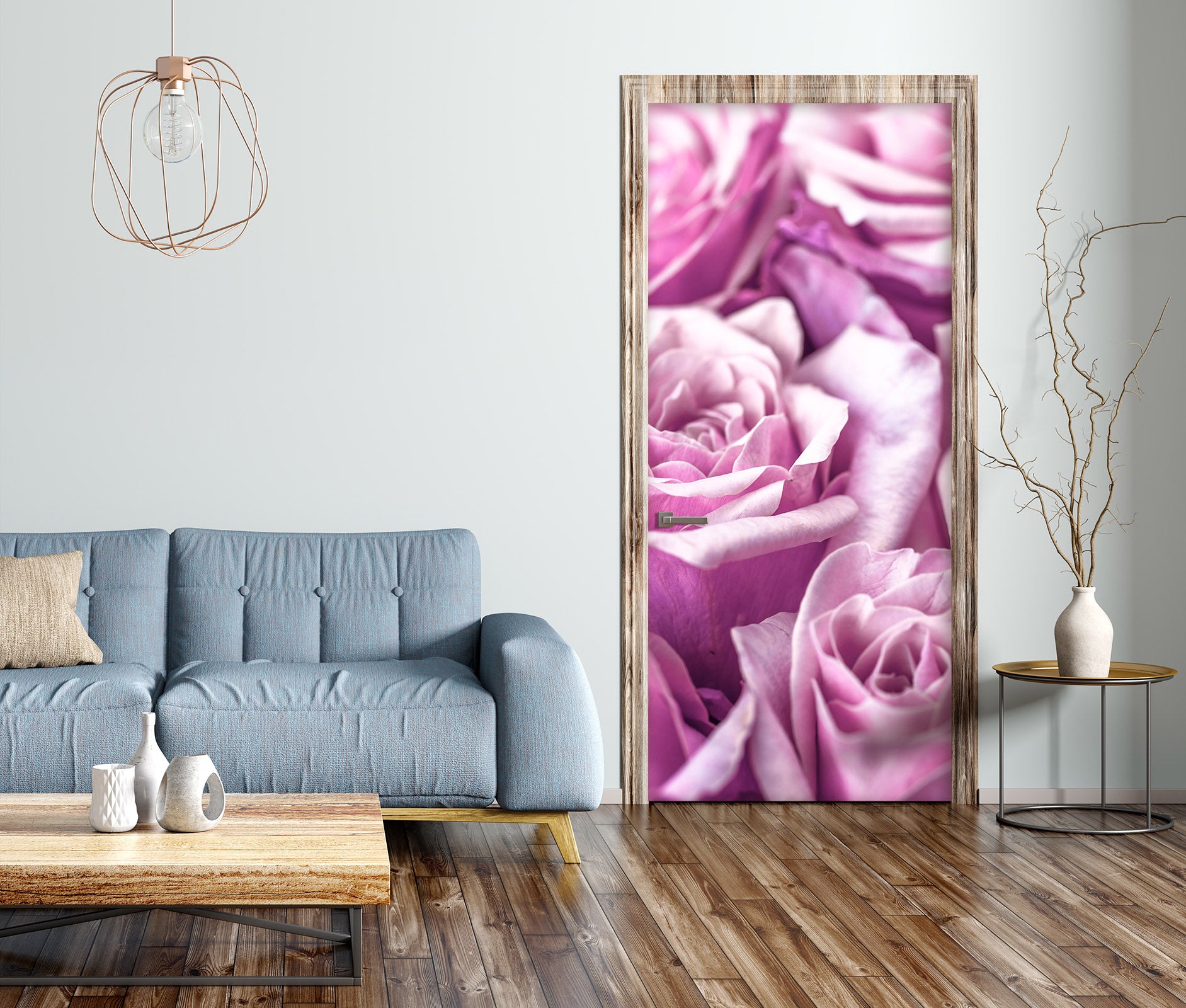 3D Pink Purple Rose 101129 Assaf Frank Door Mural