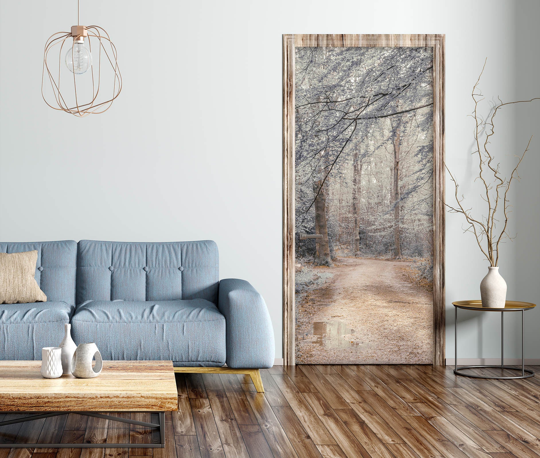 3D Grey Forest 5174 Assaf Frank Door Mural