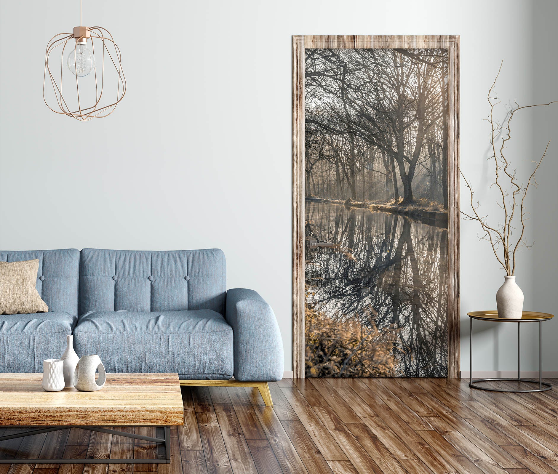 3D Creek Tree Shadow 106135 Assaf Frank Door Mural