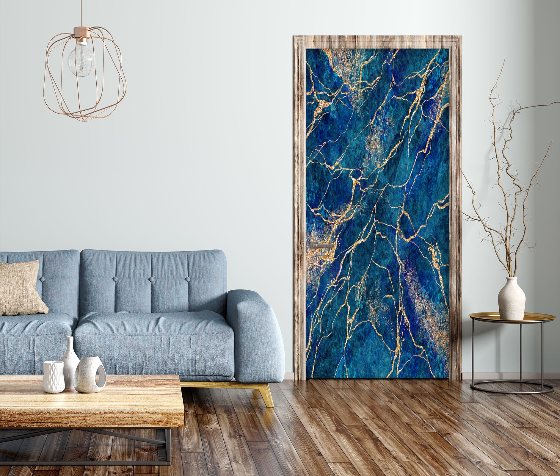 3D Blue Texture 25181 Door Mural