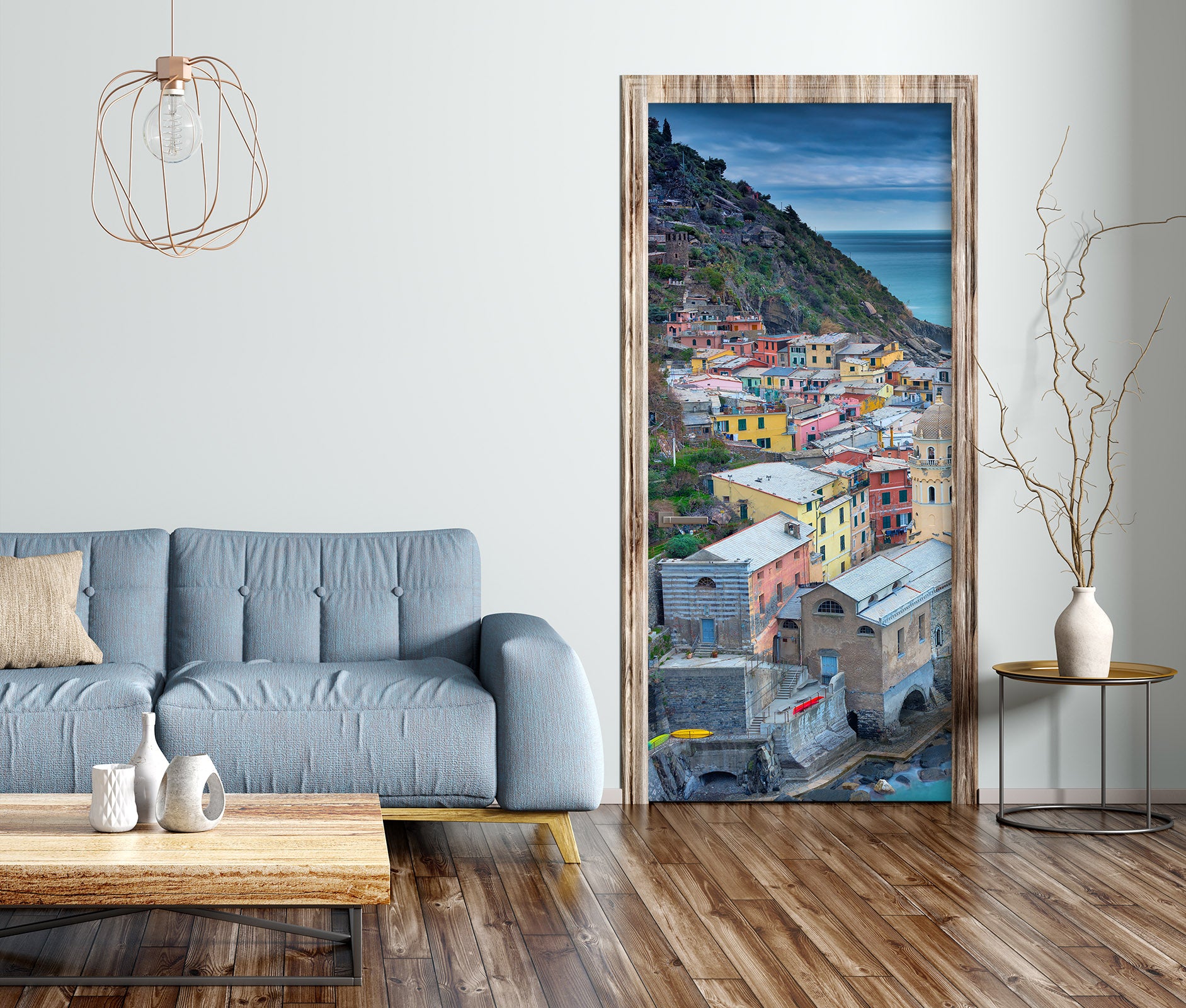3D Seaside Color Houses 119145 Marco Carmassi Door Mural