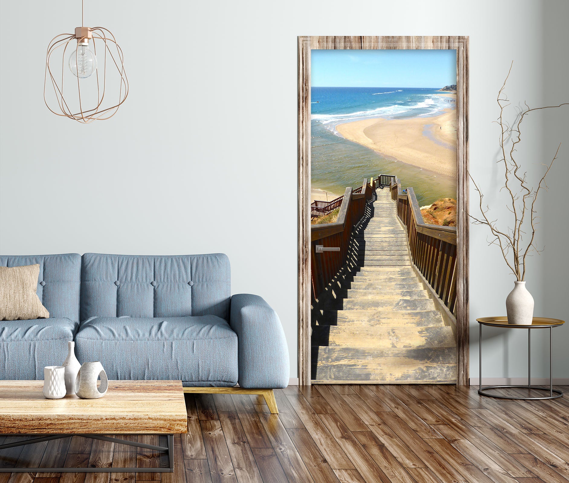 3D Stairs Seaside 119162 Marco Carmassi Door Mural