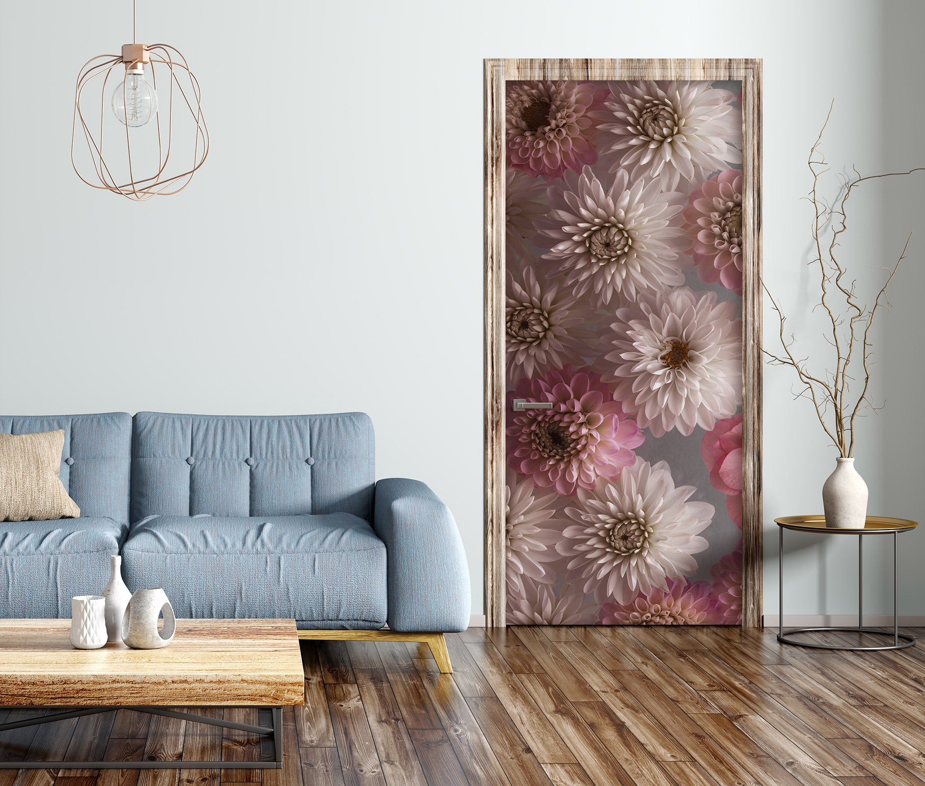 3D Pink Chrysanthemum 101136 Assaf Frank Door Mural