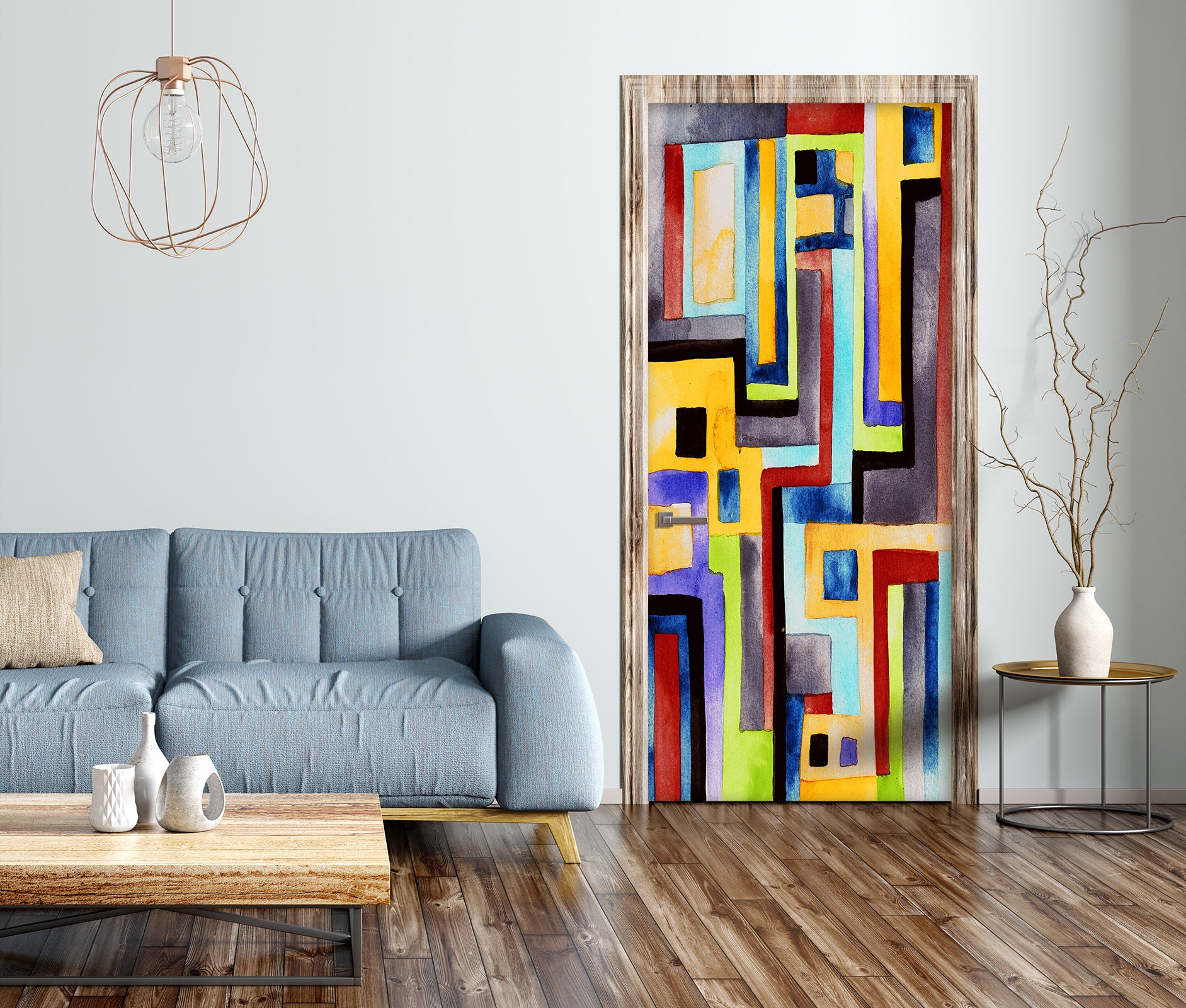3D Colorful Pattern 21166 Door Mural