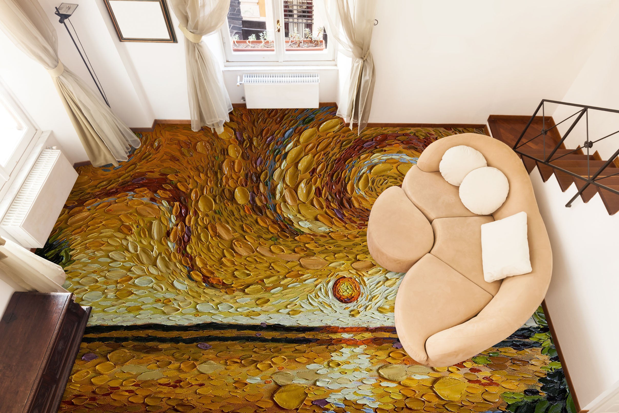 3D Yellow Sky Sun 102161 Dena Tollefson Floor Mural
