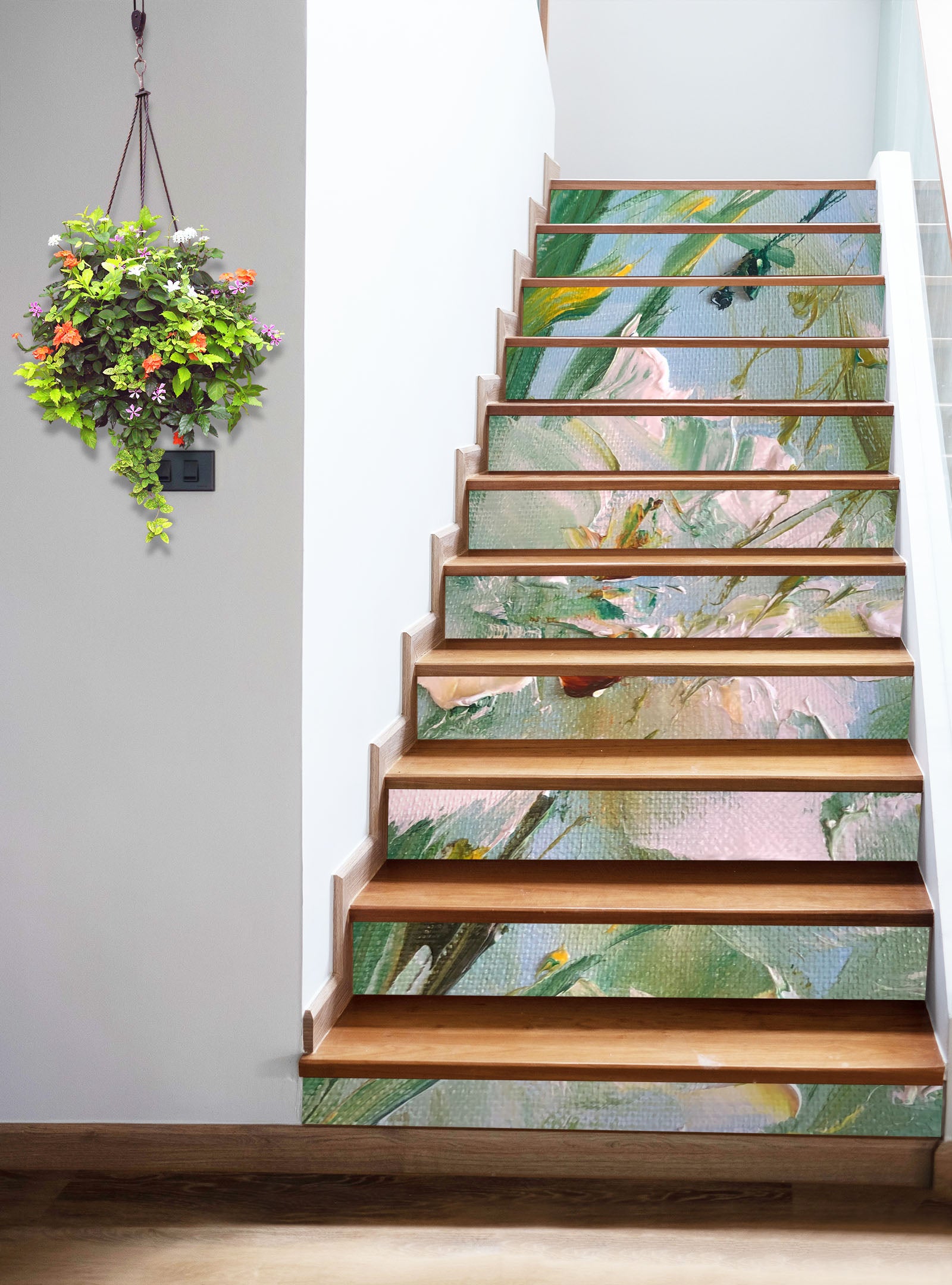 3D White Paint Flower 2189 Skromova Marina Stair Risers