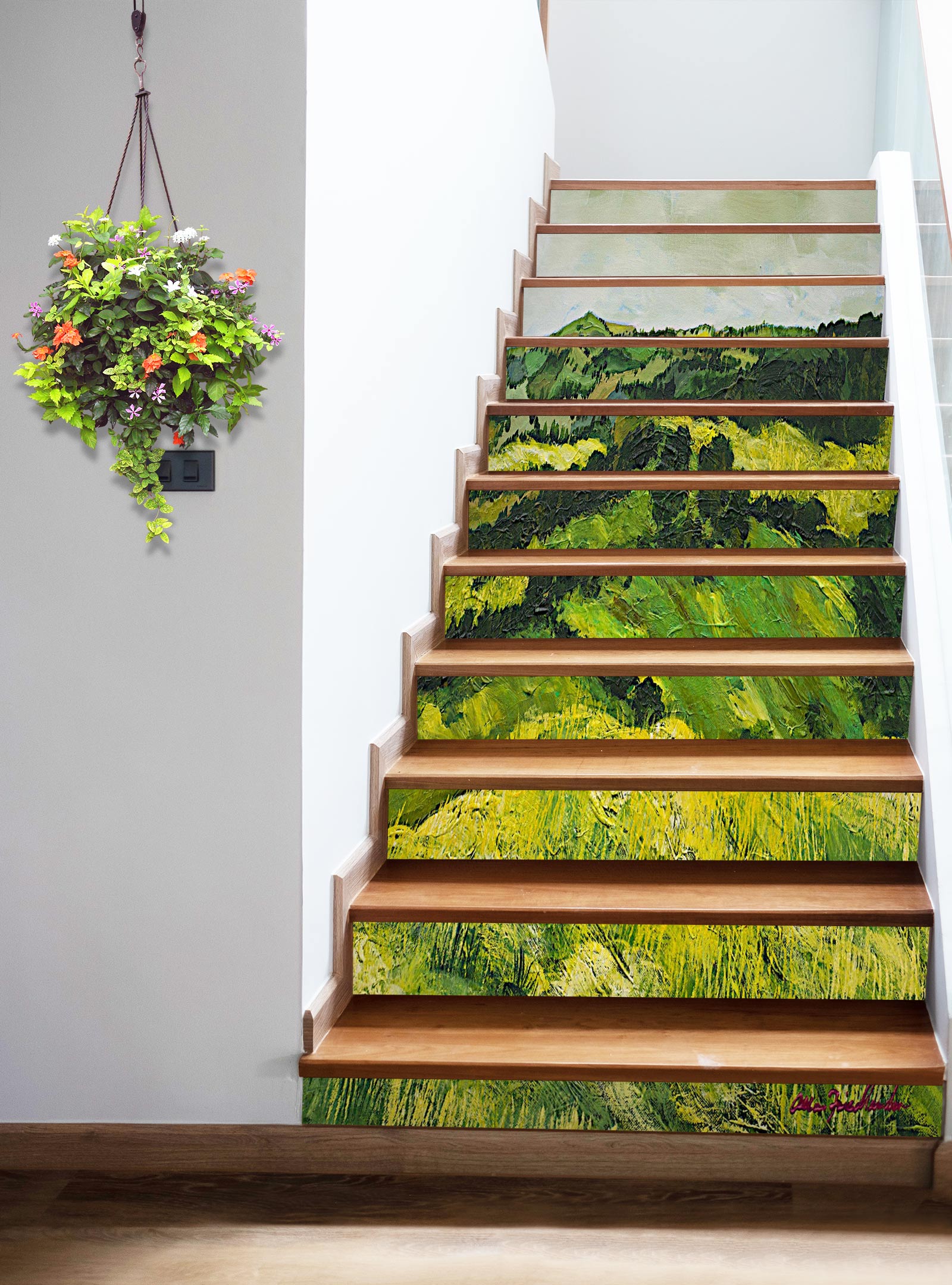 3D Green Hillside Trees 9002 Allan P. Friedlander Stair Risers