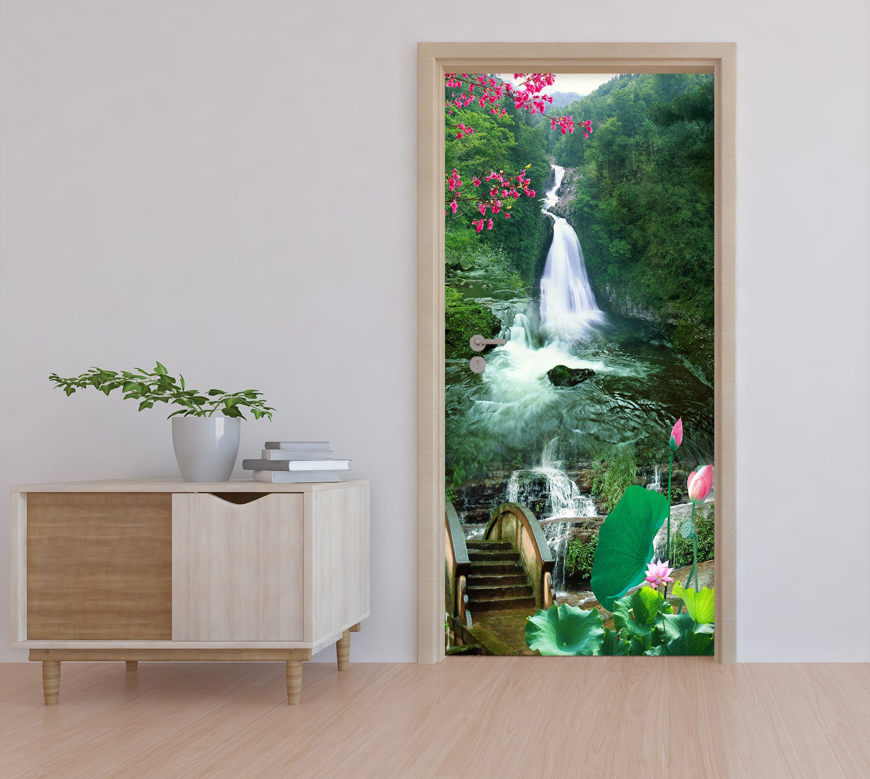 3D From The Round Waterfall 23042 Door Mural