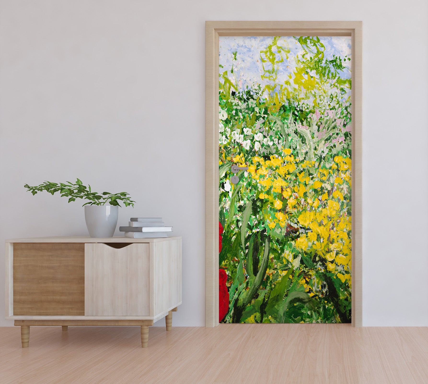 3D Yellow Floral Bush 9415 Allan P. Friedlander Door Mural