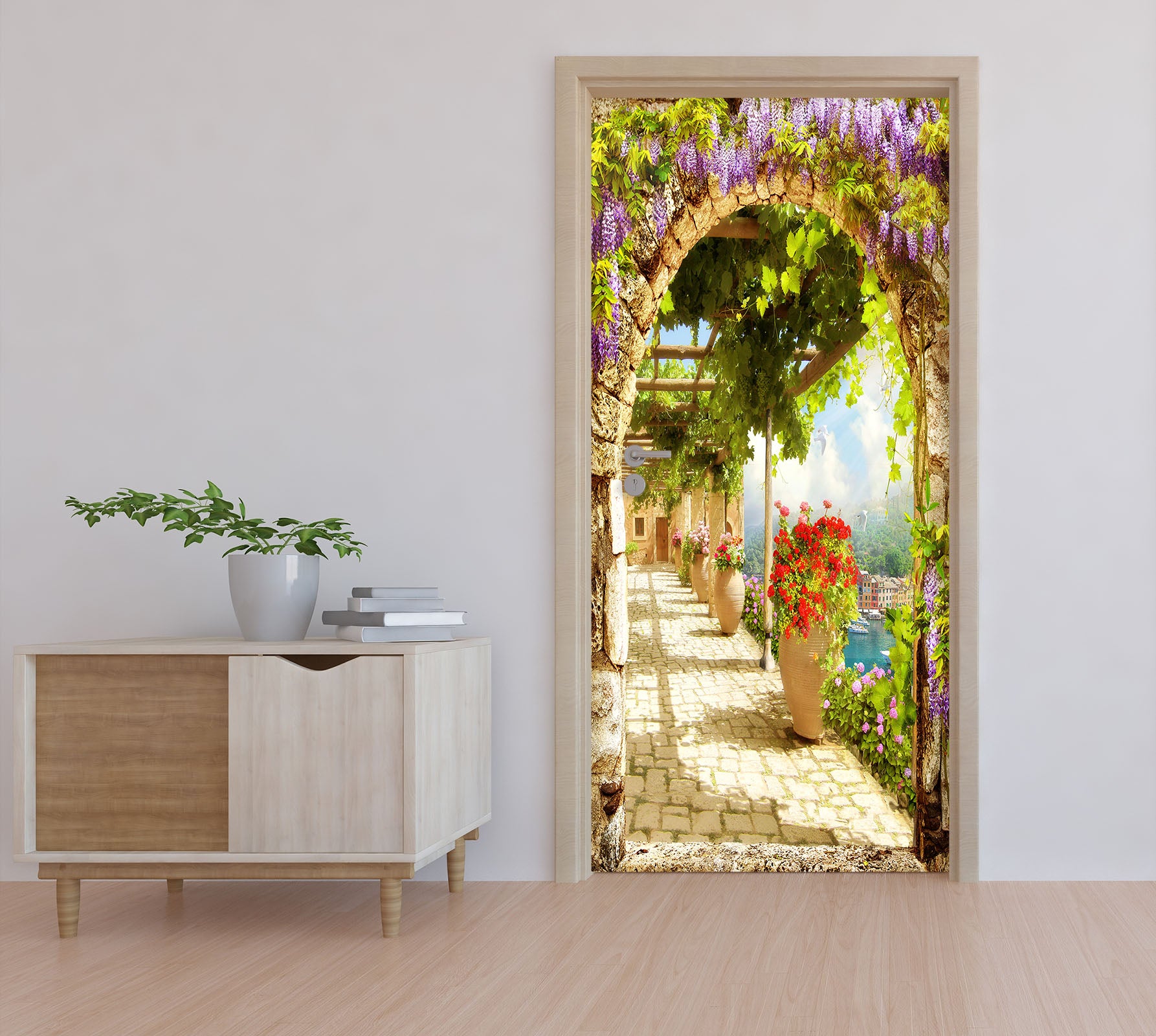 3D Corridor Of Flowers 22105 Door Mural