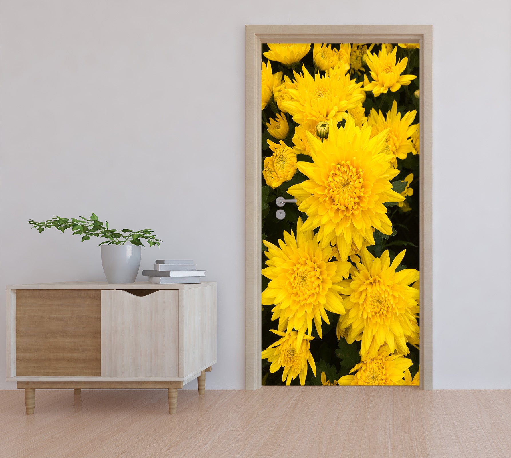 3D Yellow Chrysanthemum 25204 Door Mural