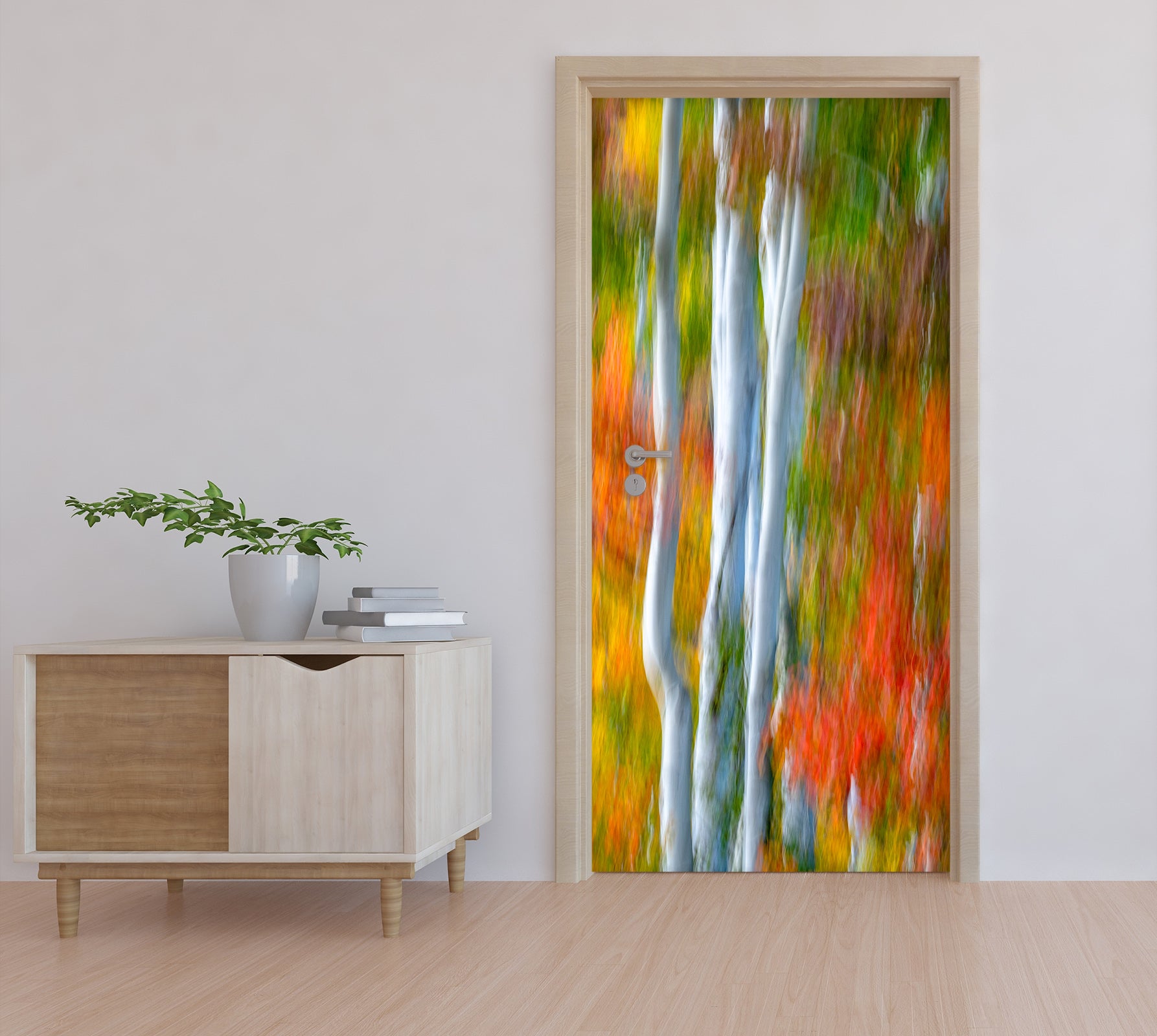 3D Trees Watercolor Pattern 122102 Marco Carmassi Door Mural