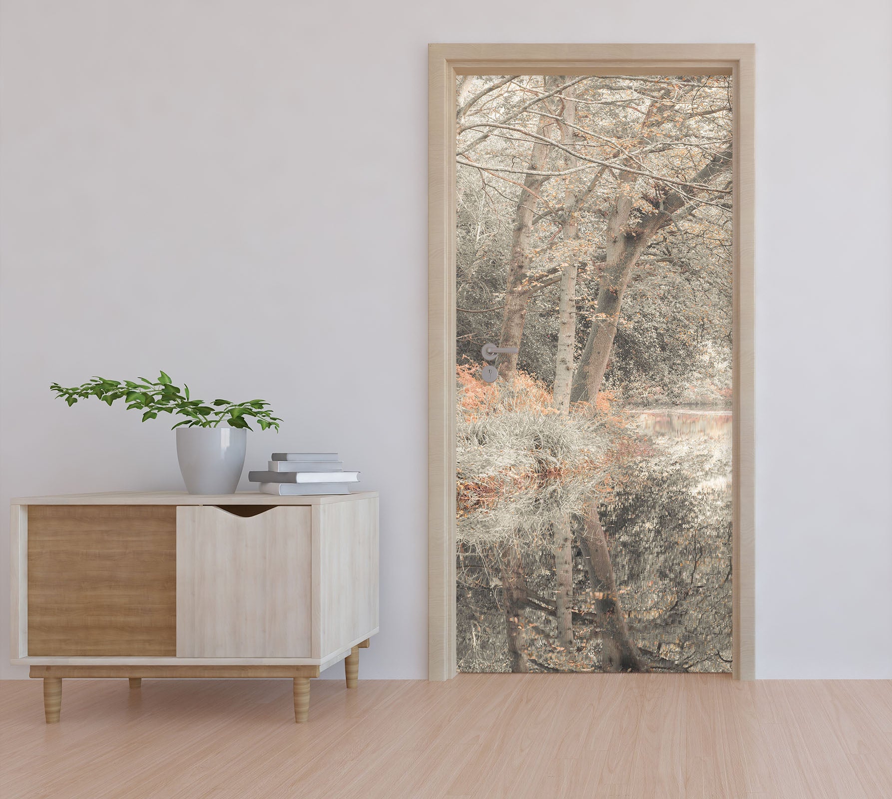3D Grey Tree 5096 Assaf Frank Door Mural