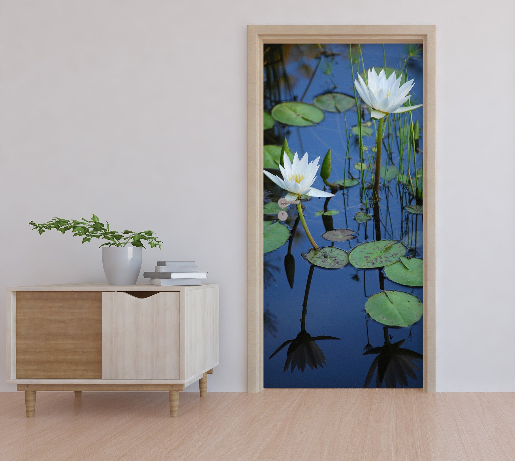 3D White Lotus 25167 Door Mural