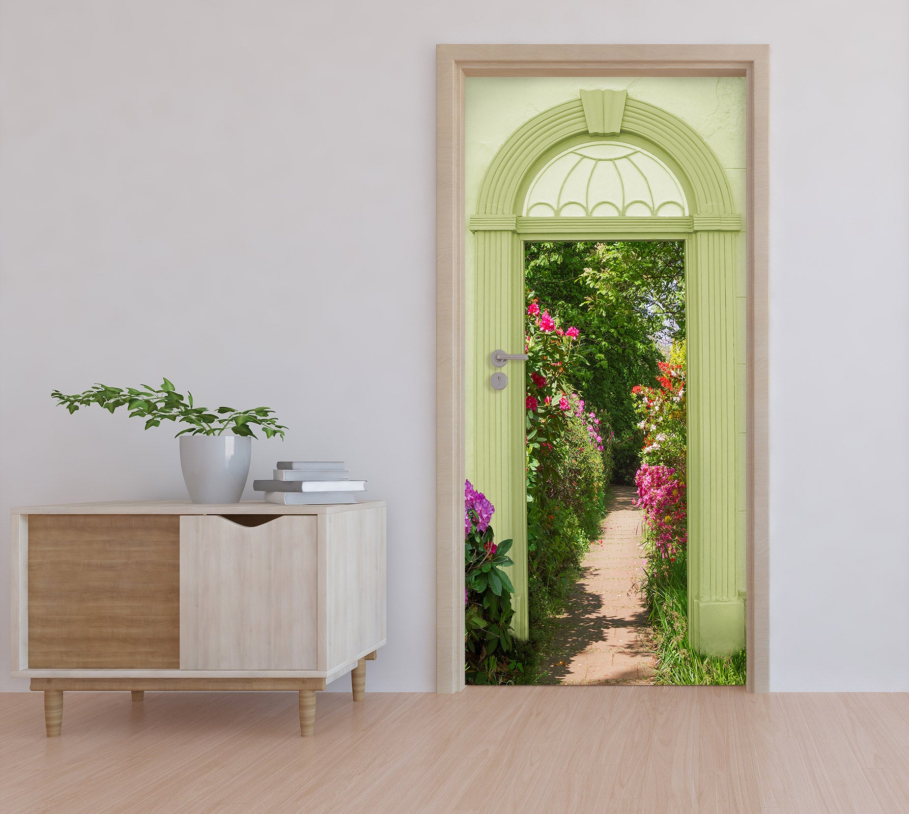 3D Corridor Of Flowers 22064 Door Mural
