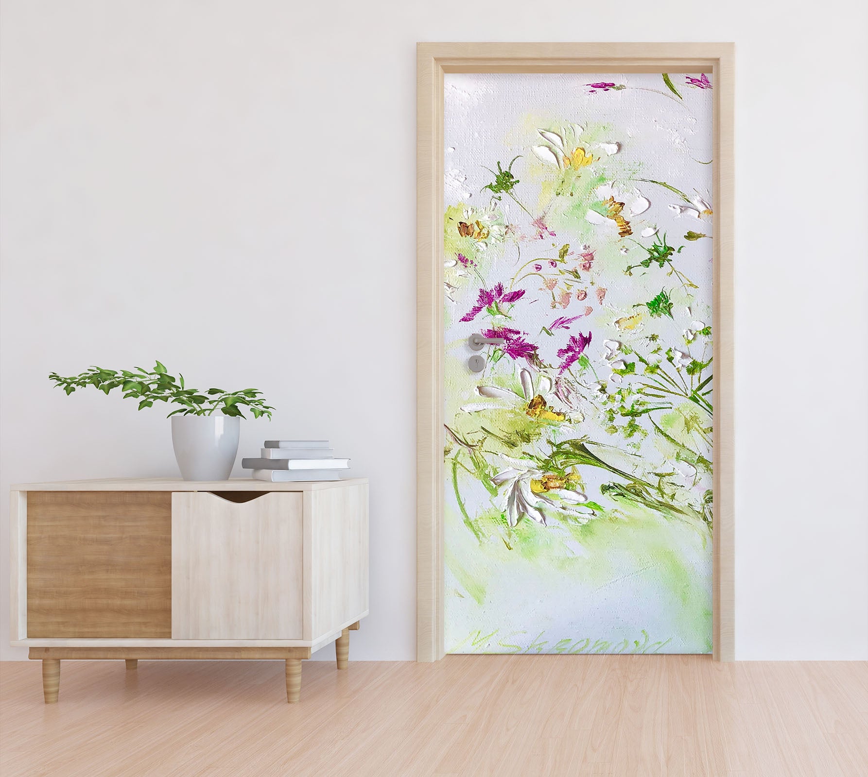 3D Watercolor Pink Flowers 841 Skromova Marina Door Mural