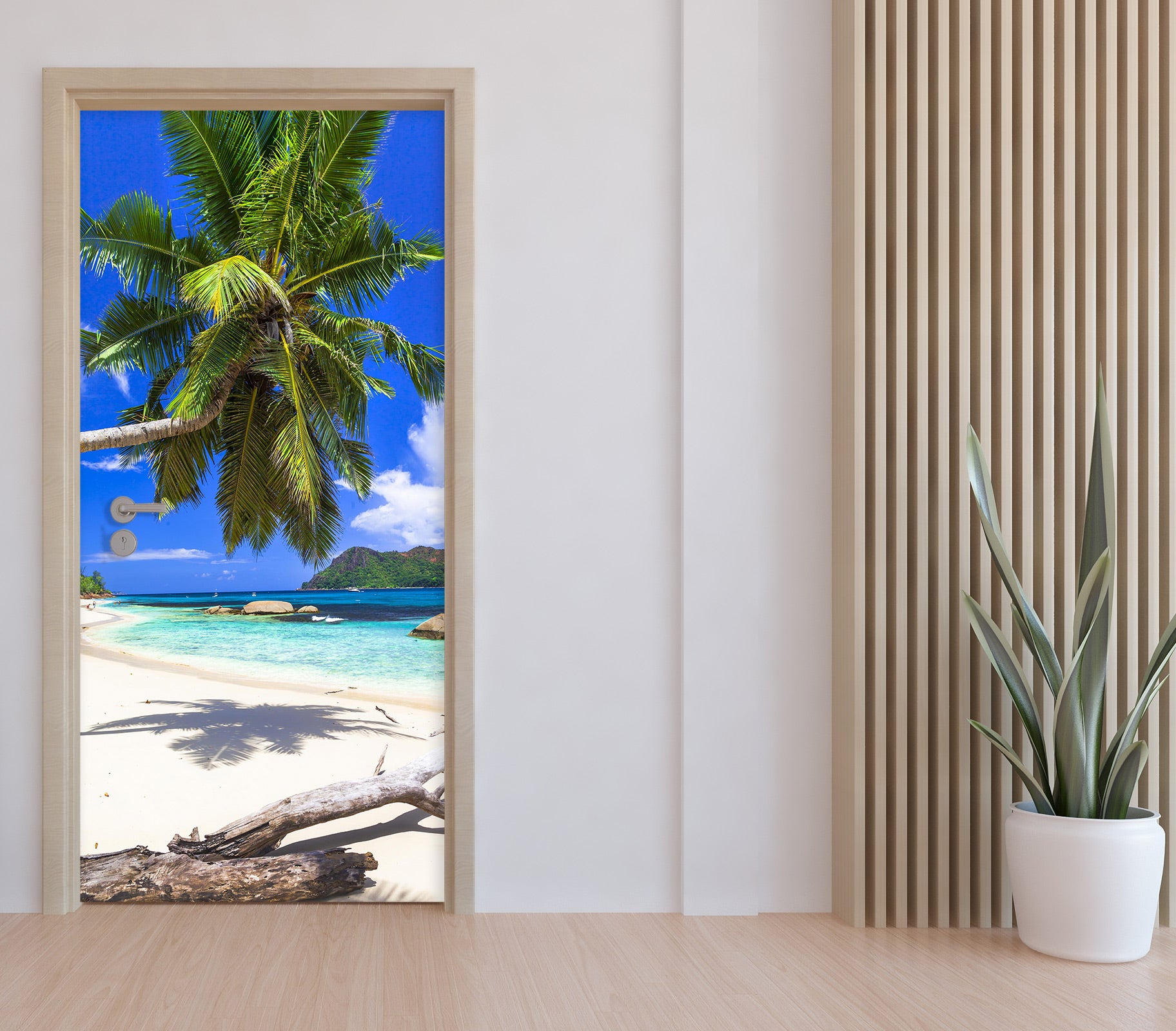 3D Beach Coconut Tree 173 Door Mural